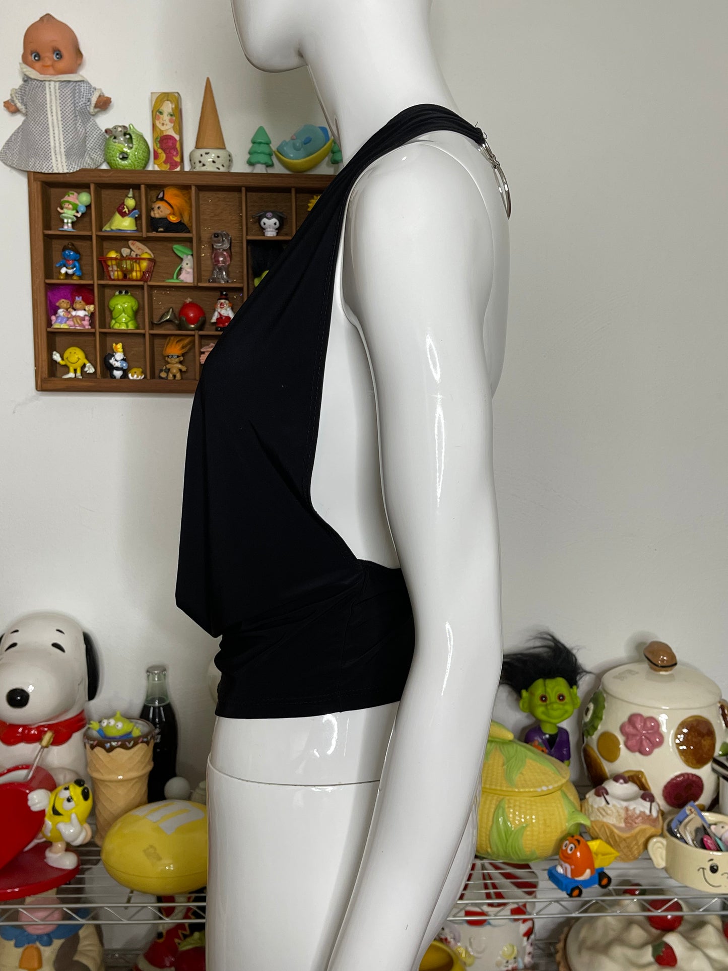 Vintage 2000s Cowl Neck Open Chain Back Top Sz M