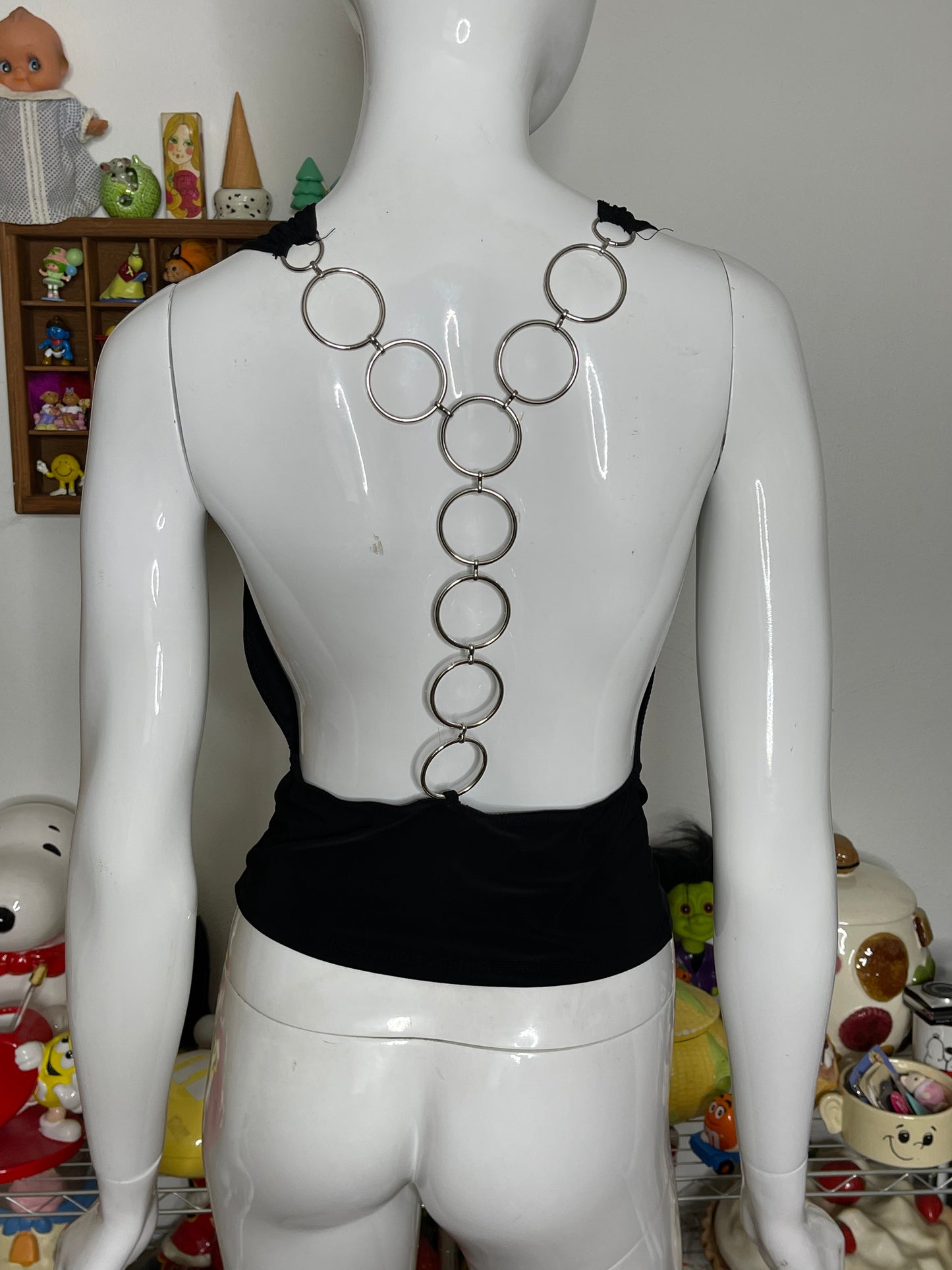 Vintage 2000s Cowl Neck Open Chain Back Top Sz M