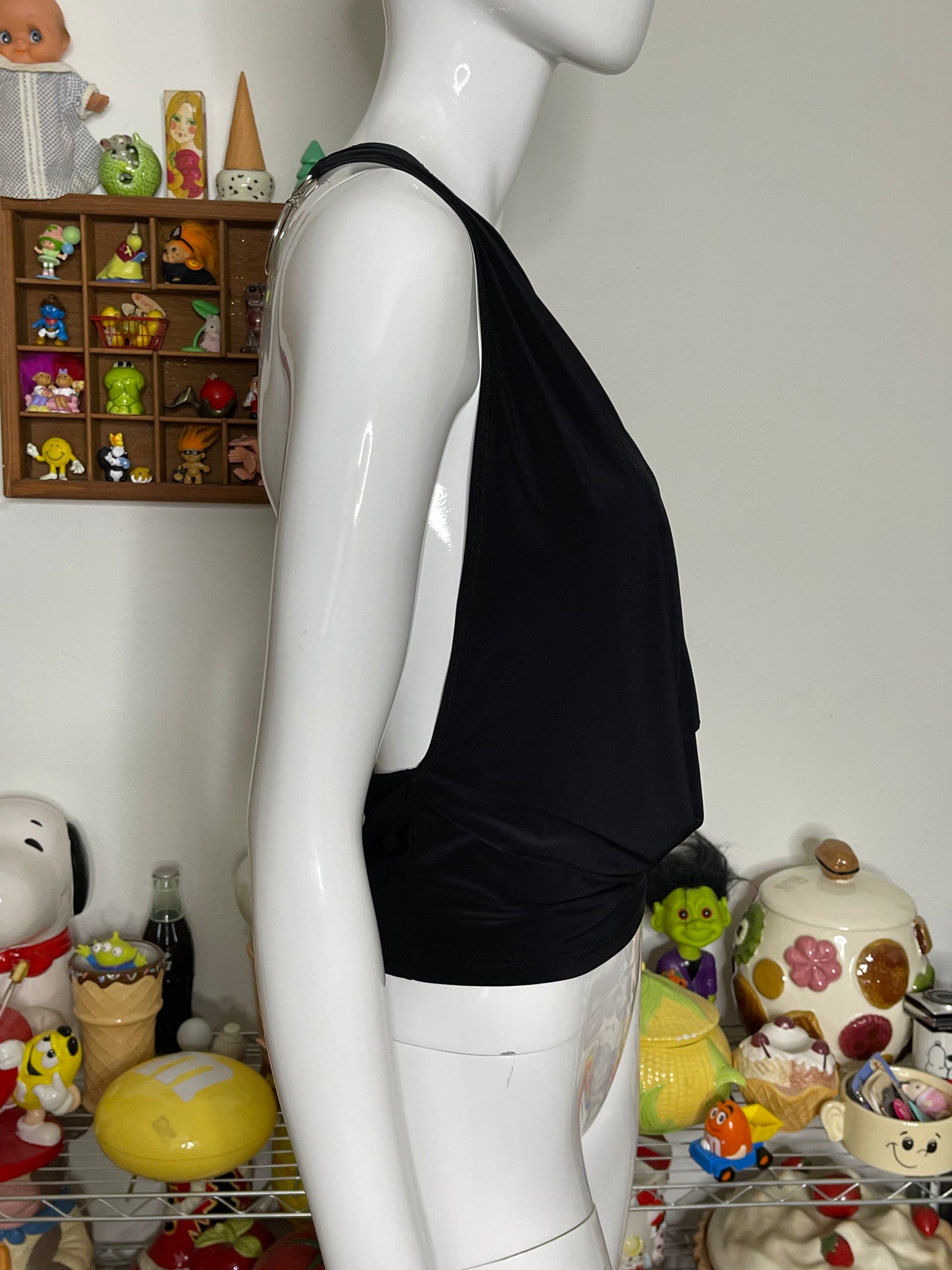 Vintage 2000s Cowl Neck Open Chain Back Top Sz M