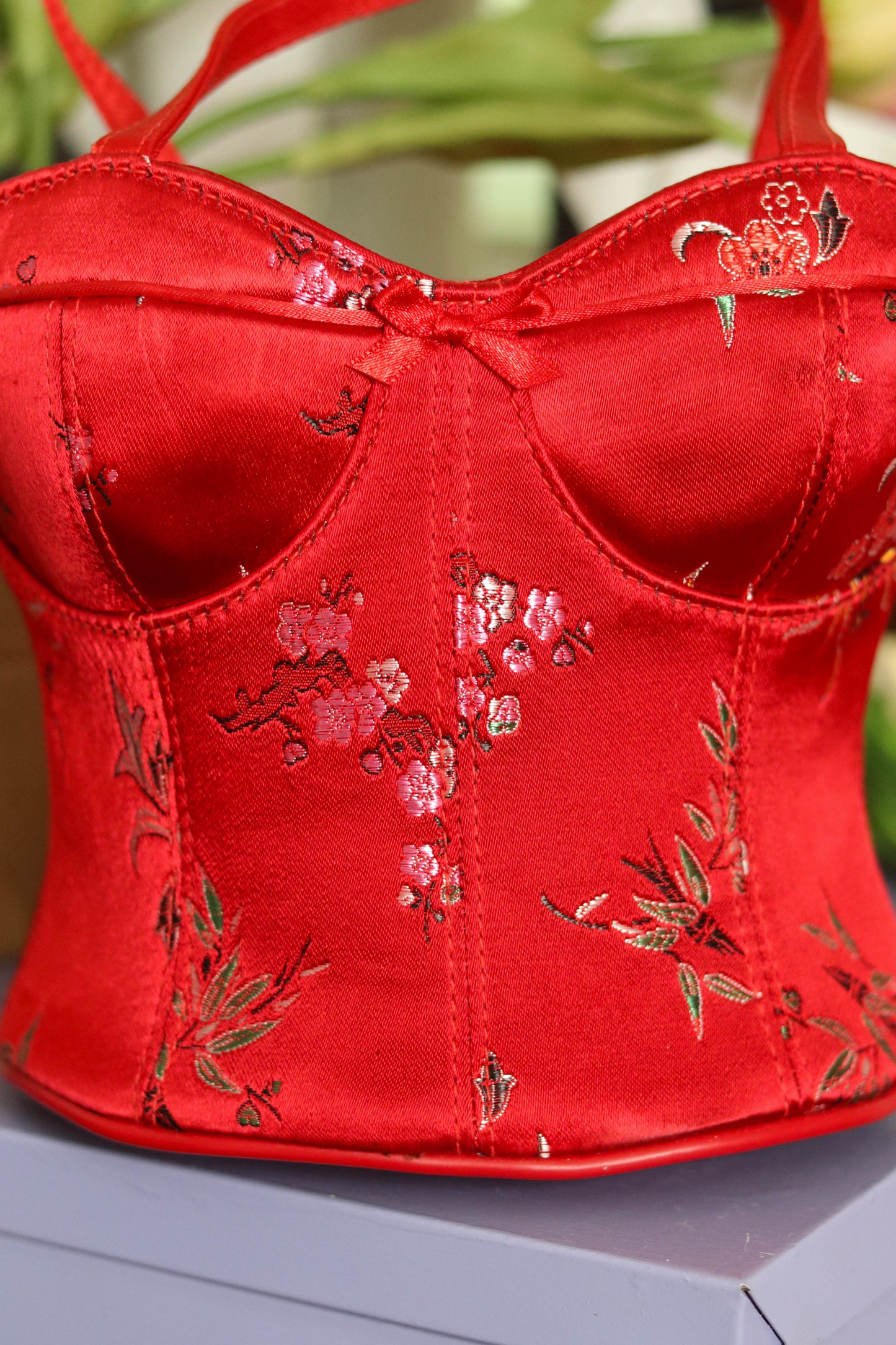 2000s Deadstock Red Floral Bustier Purse (E)