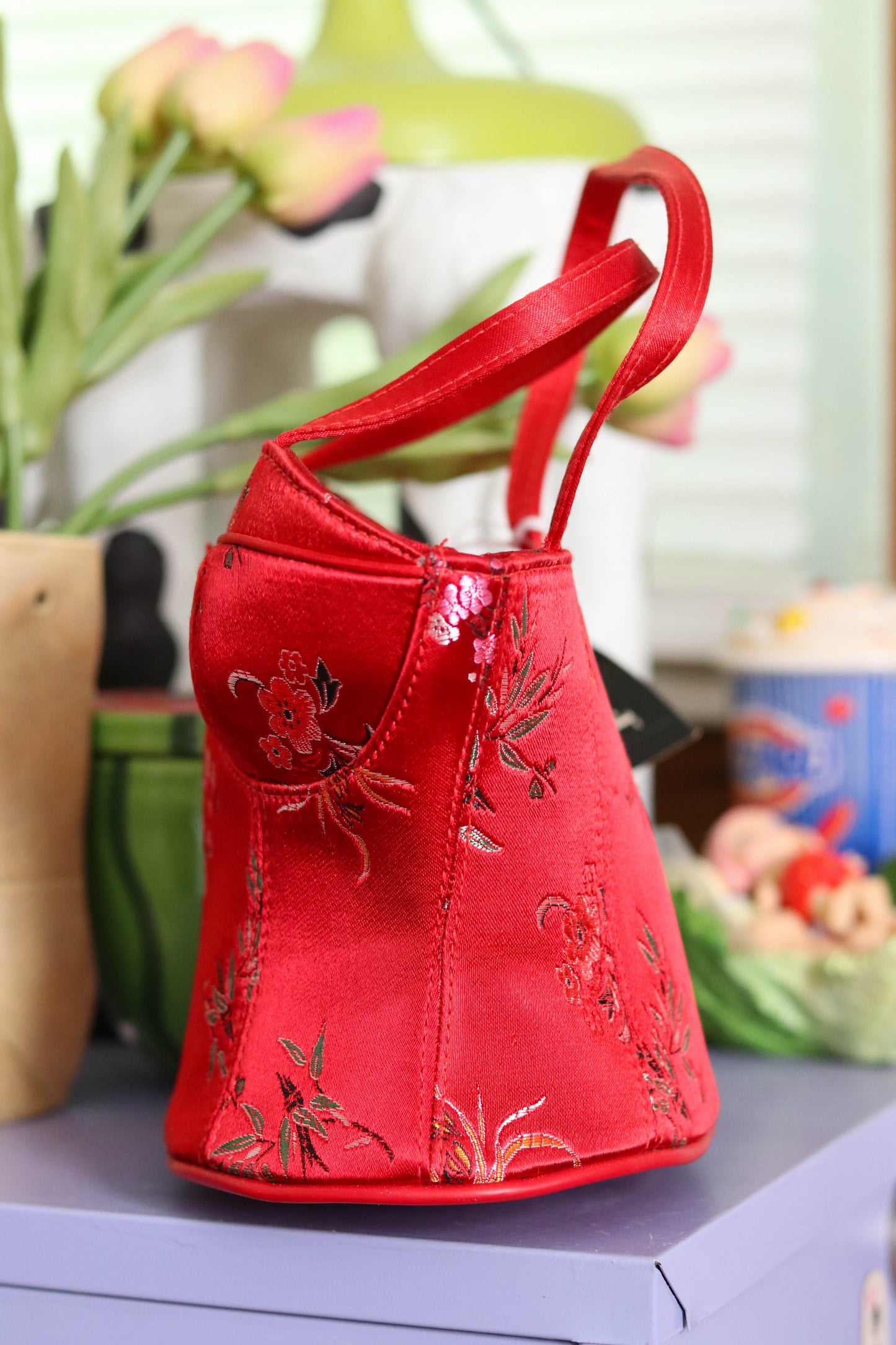 2000s Deadstock Red Floral Bustier Purse (E)