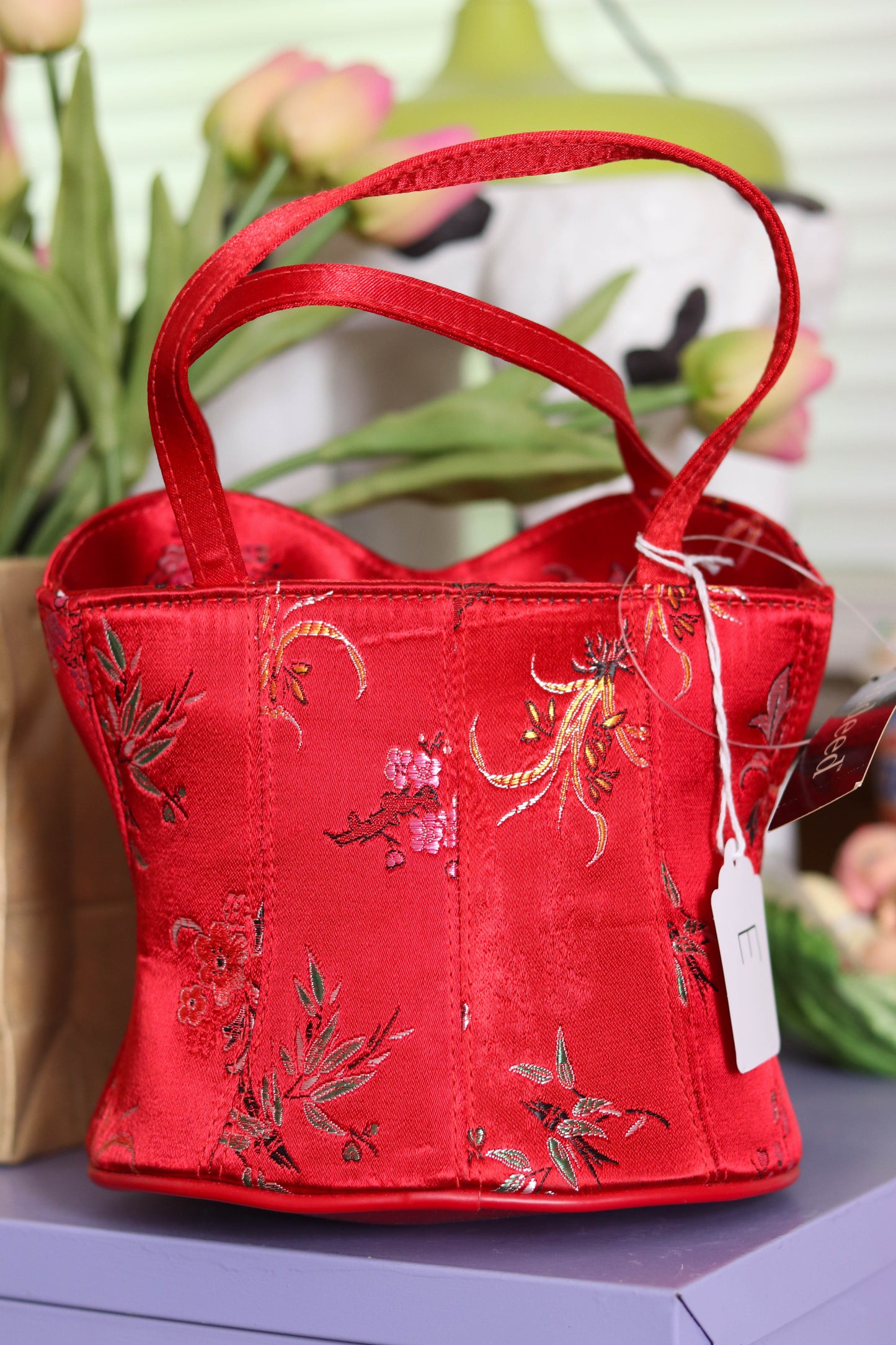 2000s Deadstock Red Floral Bustier Purse (E)