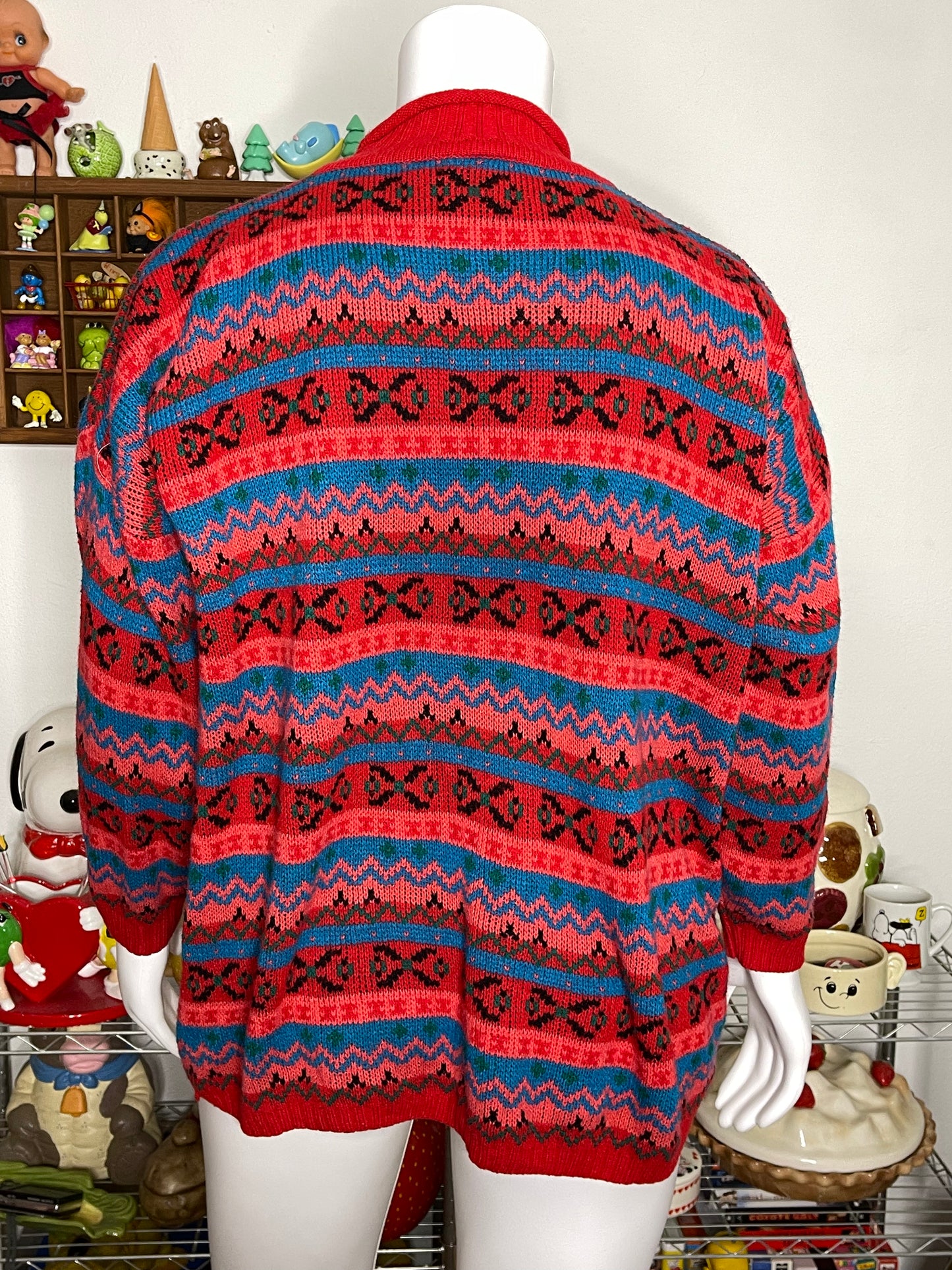 Vintage Colorful Retro Oversized  Mock Neck Knit Sweater Sz "One Size"