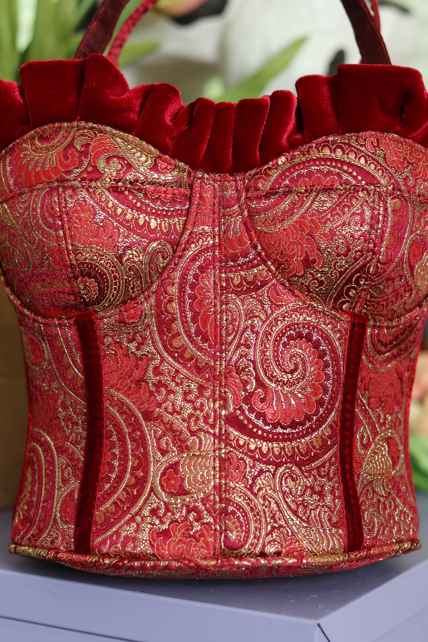 Y2K Deadstock Velvet Renaissance Style Bustier Corset Purse (F)