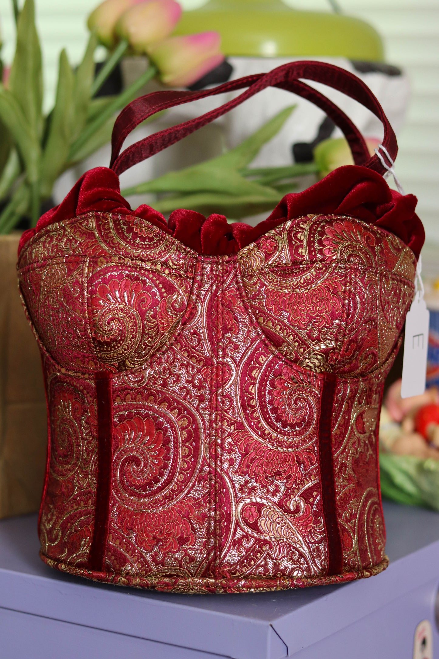 Y2K Deadstock Velvet Renaissance Style Bustier Corset Purse (E)