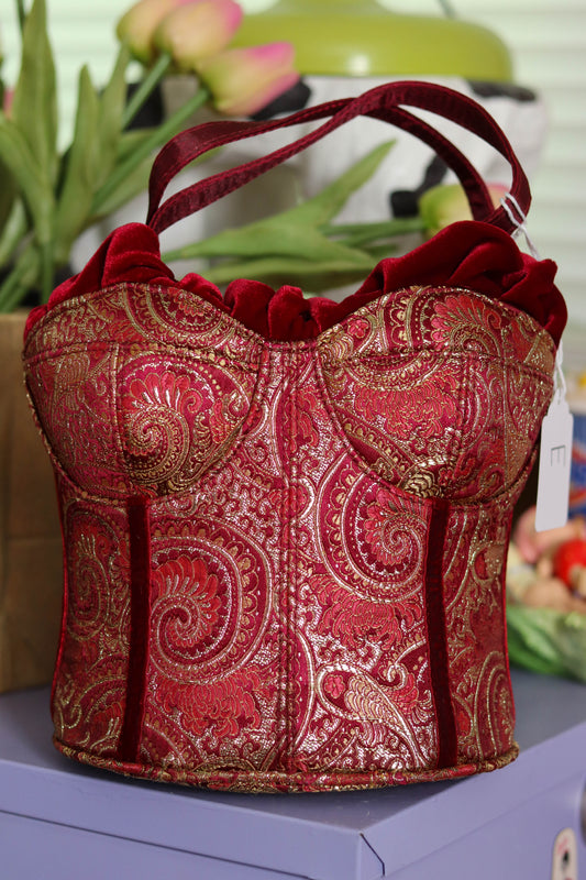 Y2K Deadstock Velvet Renaissance Style Bustier Corset Purse (E)