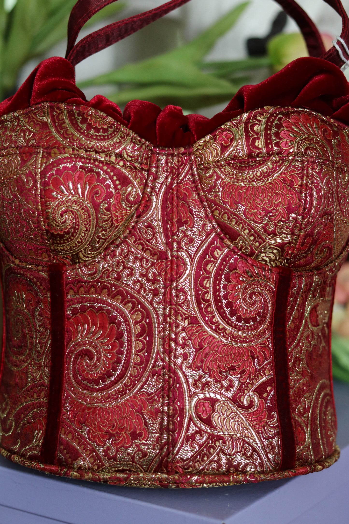 Y2K Deadstock Velvet Renaissance Style Bustier Corset Purse (E)