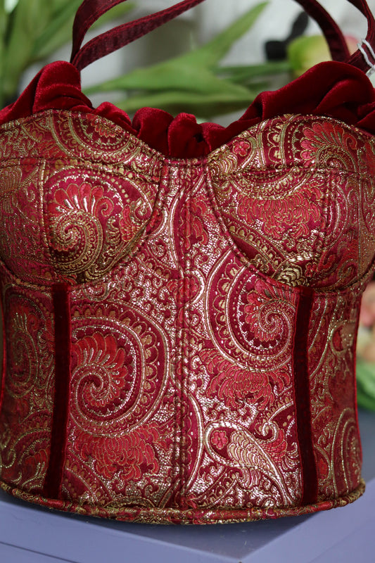 Y2K Deadstock Velvet Renaissance Style Bustier Corset Purse (E)