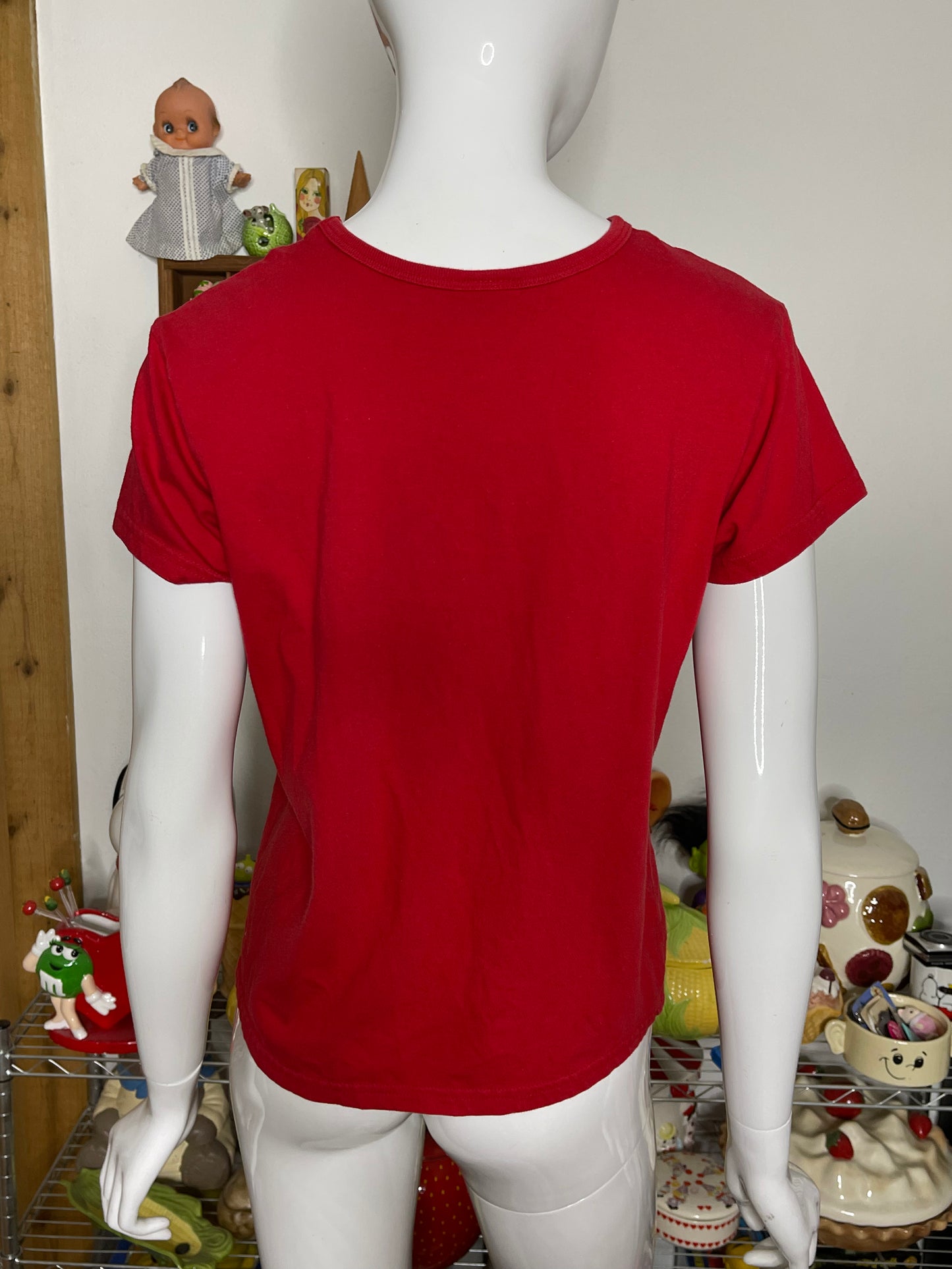 2000s Red Aero Sparkly Monkey Tee Sz M