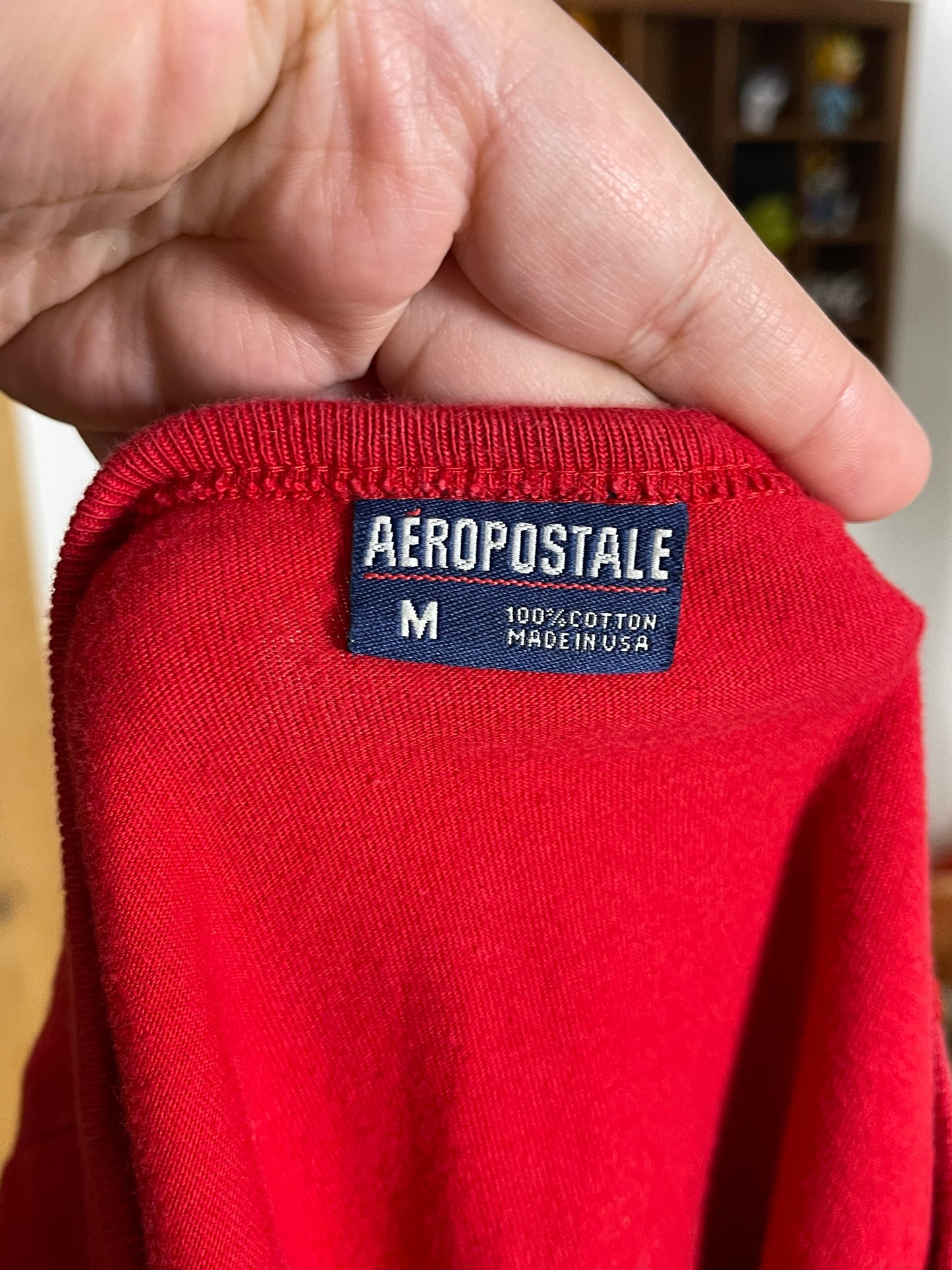 2000s Red Aero Sparkly Monkey Tee Sz M
