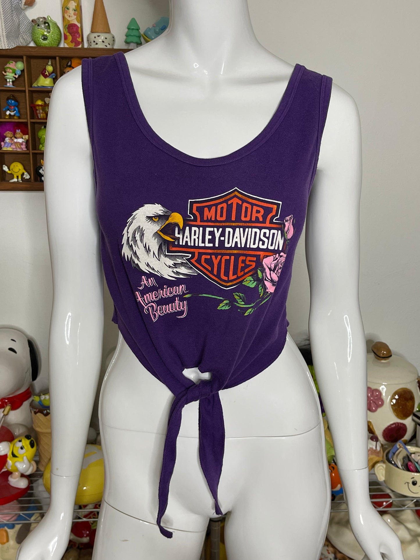 Vintage Purple Harley Davidson Eagle Cropped Top Sz M