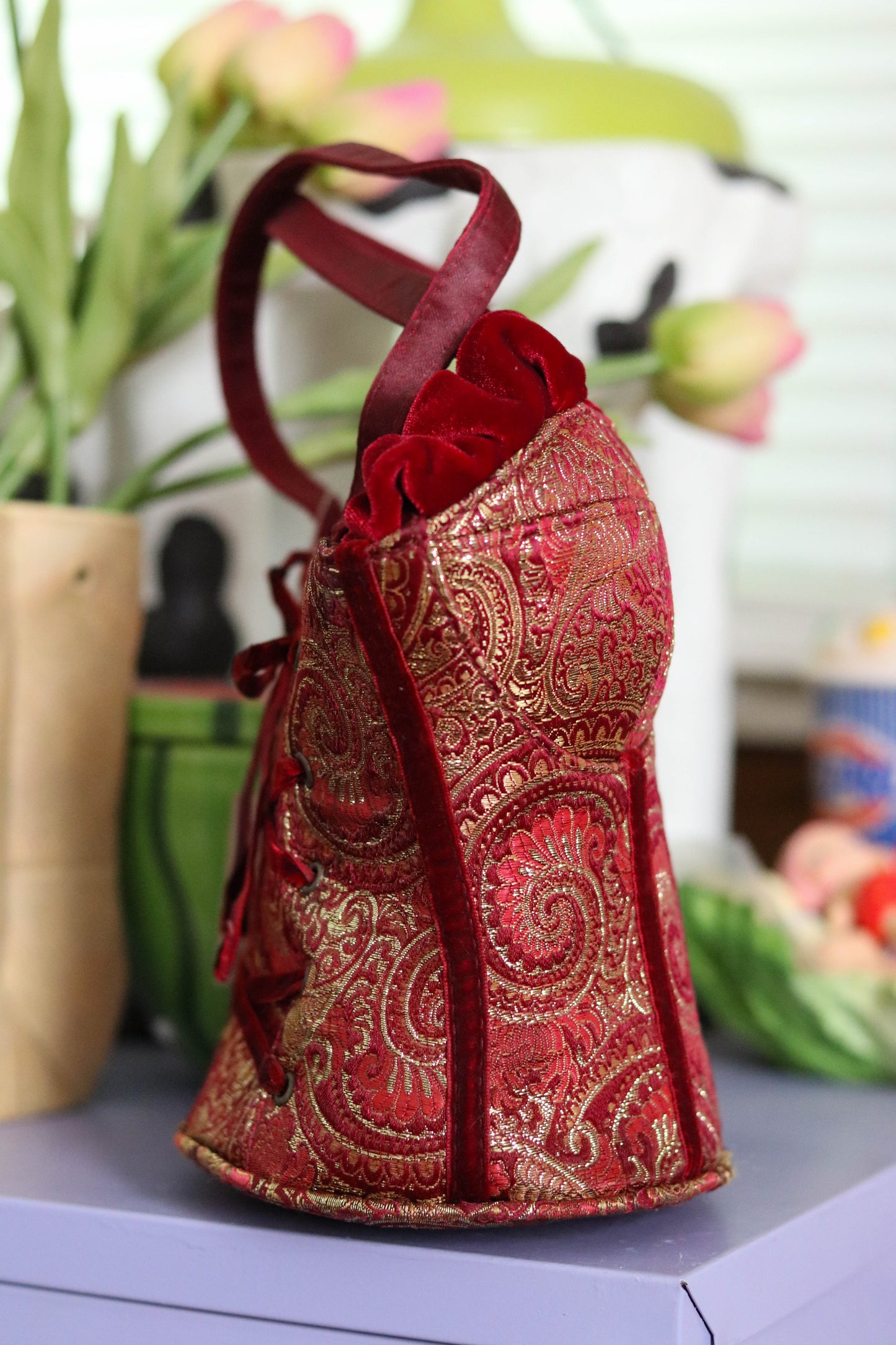 Y2K Deadstock Velvet Renaissance Style Bustier Corset Purse (E)