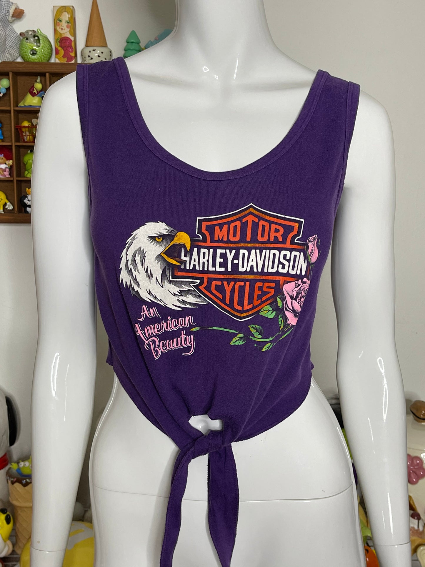 Vintage Purple Harley Davidson Eagle Cropped Top Sz M
