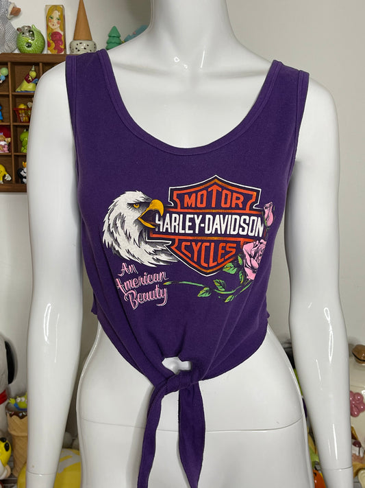 Vintage Purple Harley Davidson Eagle Cropped Top Sz M