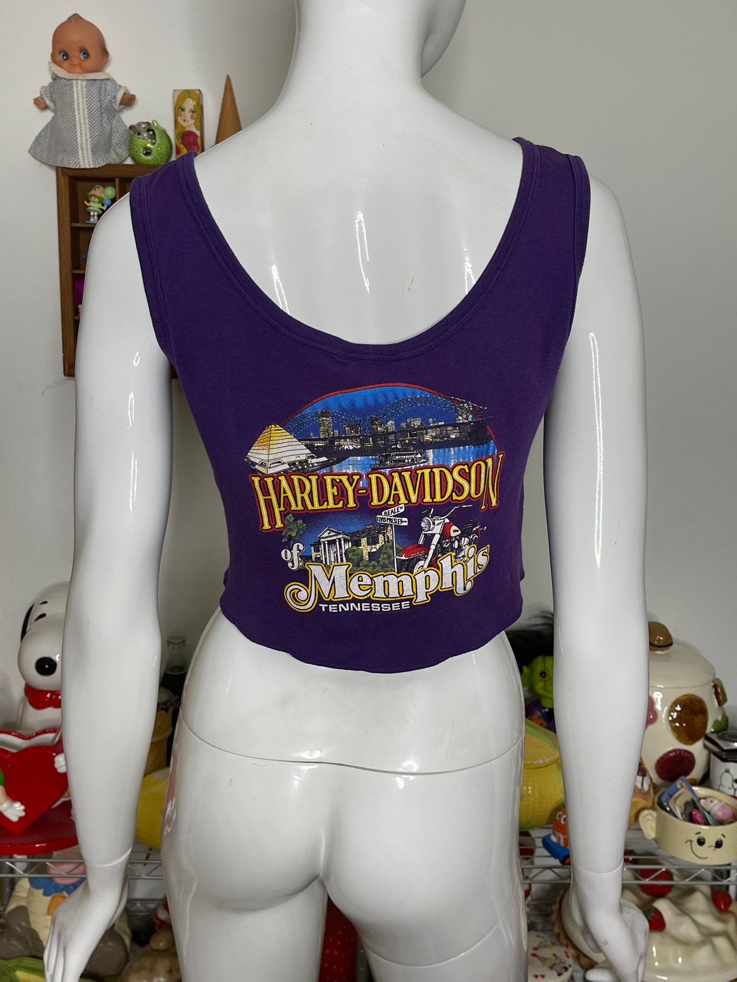 Vintage Purple Harley Davidson Eagle Cropped Top Sz M