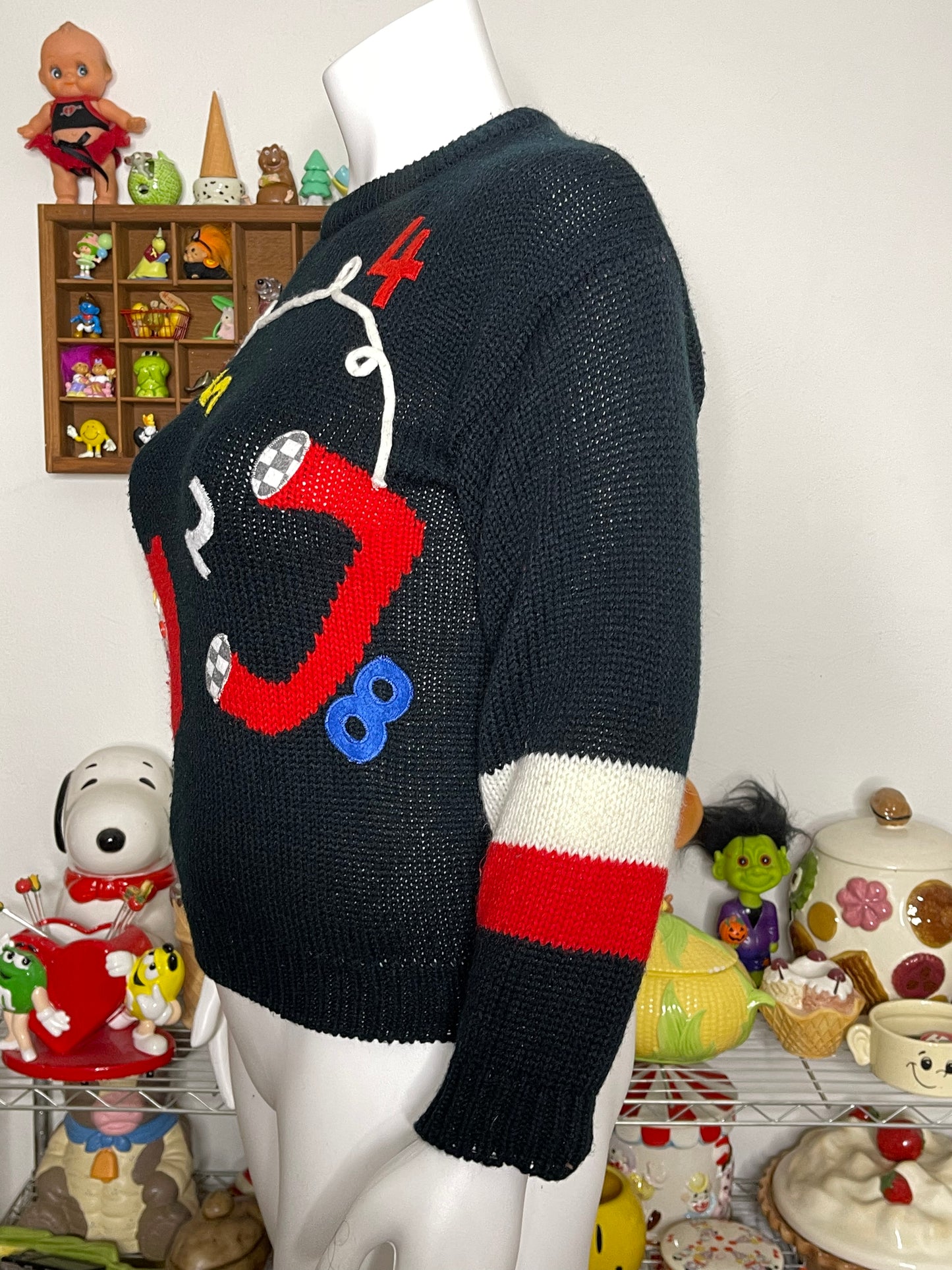 Vintage Funky Telephone Knit Sweater Sz M/L