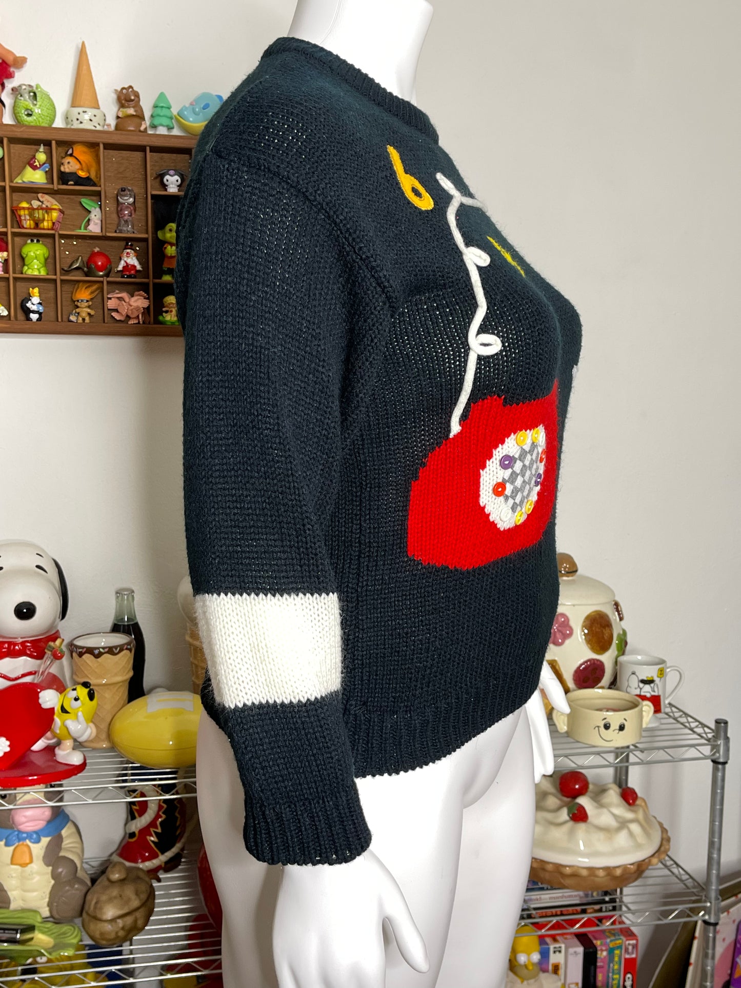 Vintage Funky Telephone Knit Sweater Sz M/L