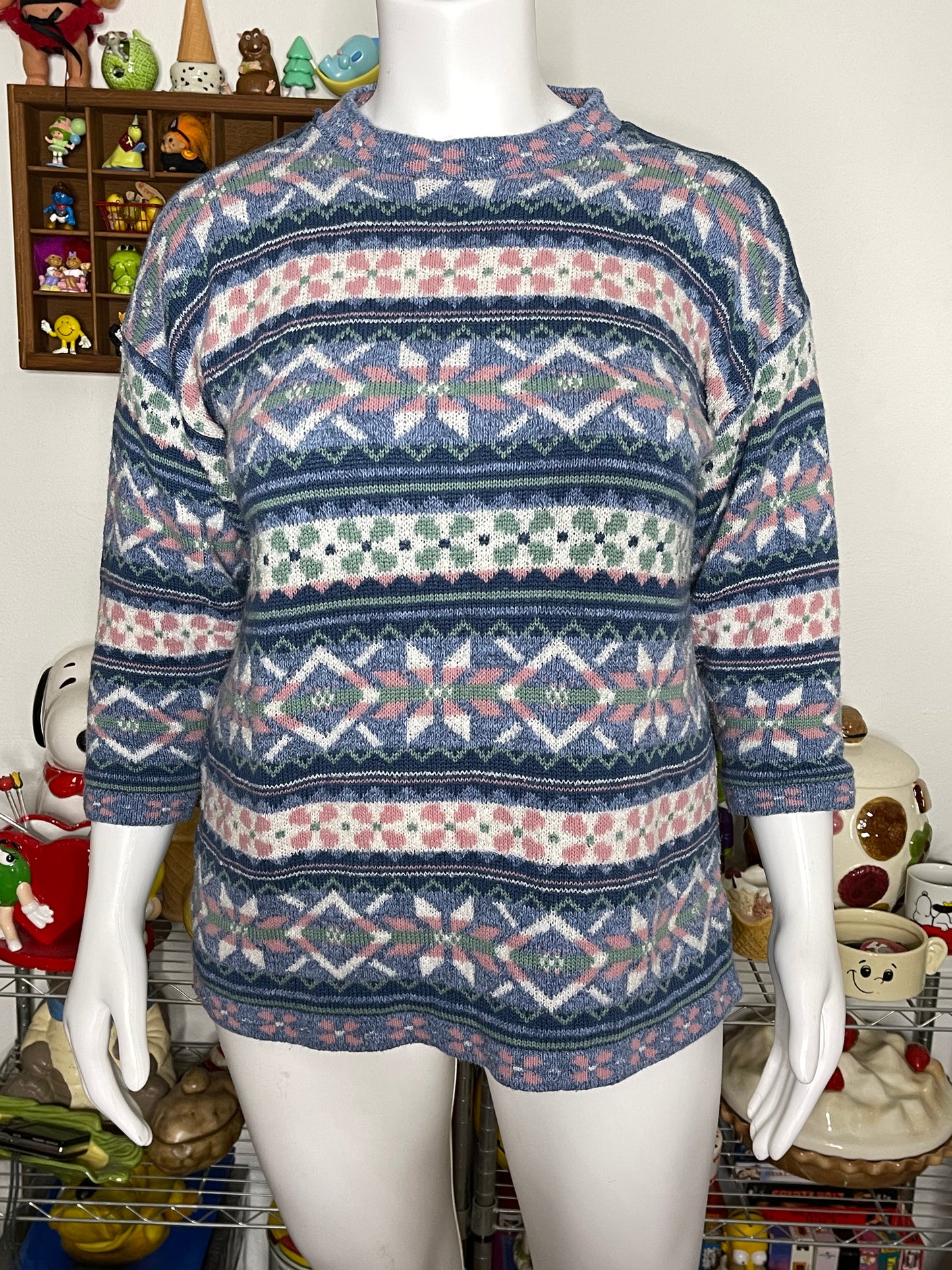 Vintage 90s Cottagecore Oversized Knit Sweater Sz XL/1X