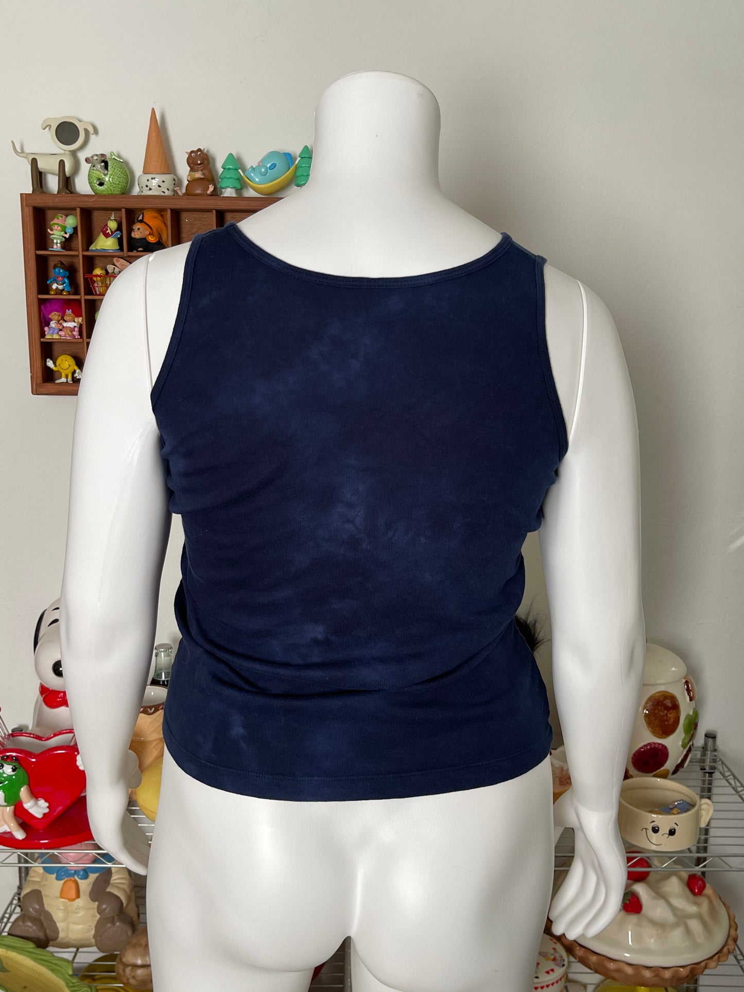 Y2K Navy blue moon fairy graphic tank top sz XL
