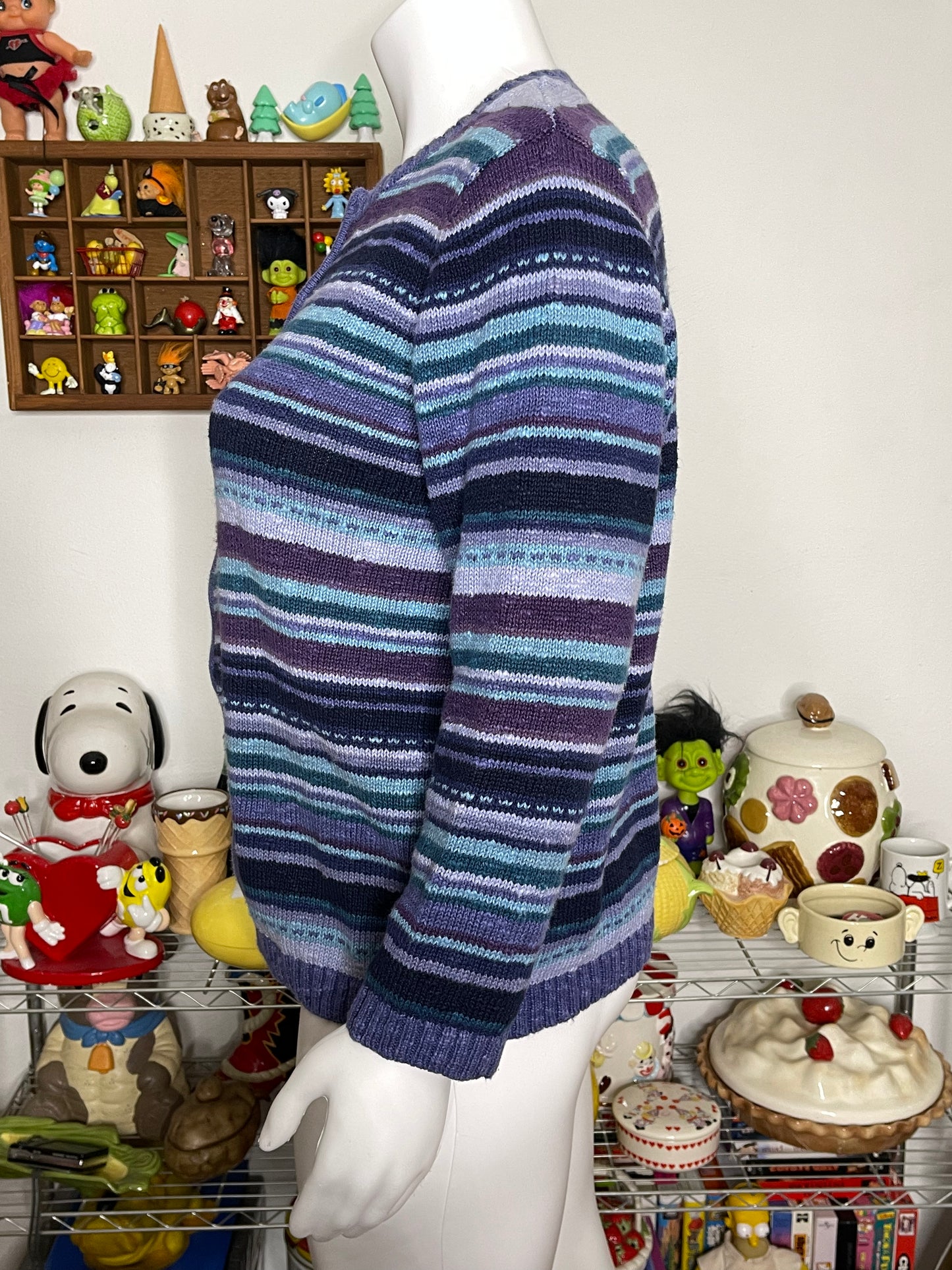 Vintage 2000s Purple & Blue Knit Zip-Up Sweater Sz 1X