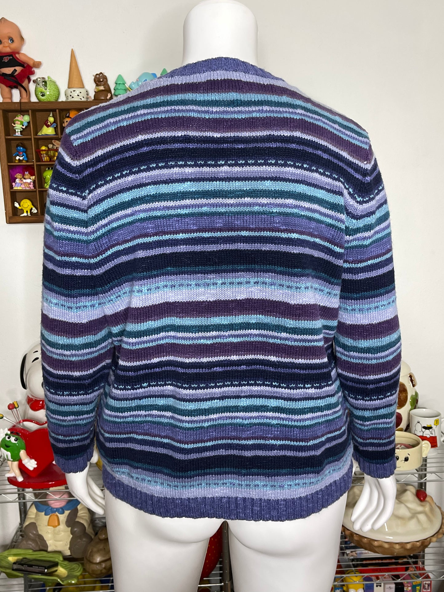 Vintage 2000s Purple & Blue Knit Zip-Up Sweater Sz 1X
