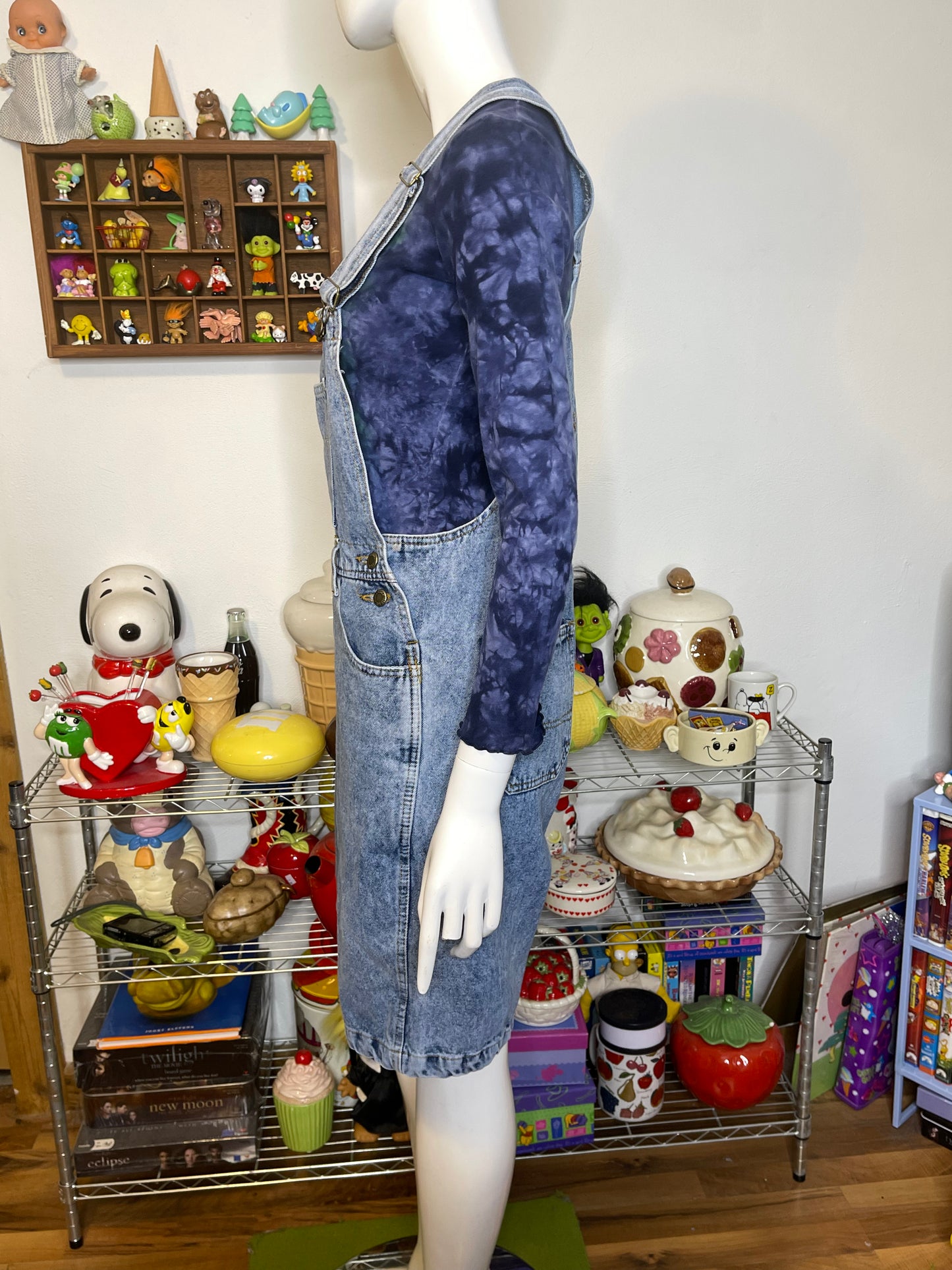 Vintage 80s 90s Acid wash Denim Short Overalls Sz M