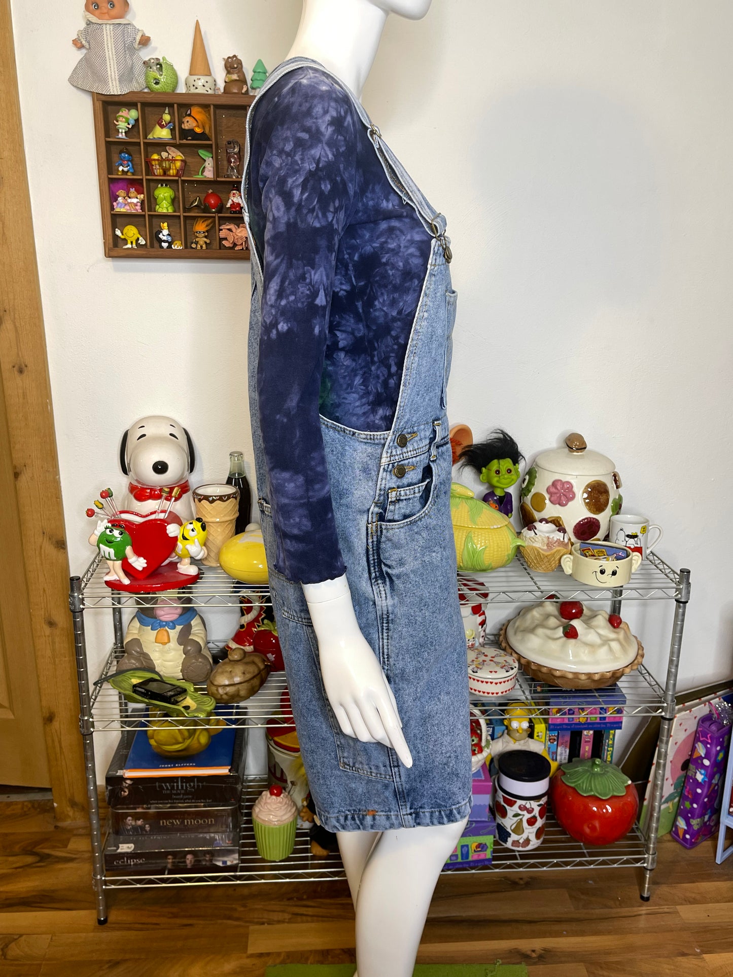 Vintage 80s 90s Acid wash Denim Short Overalls Sz M