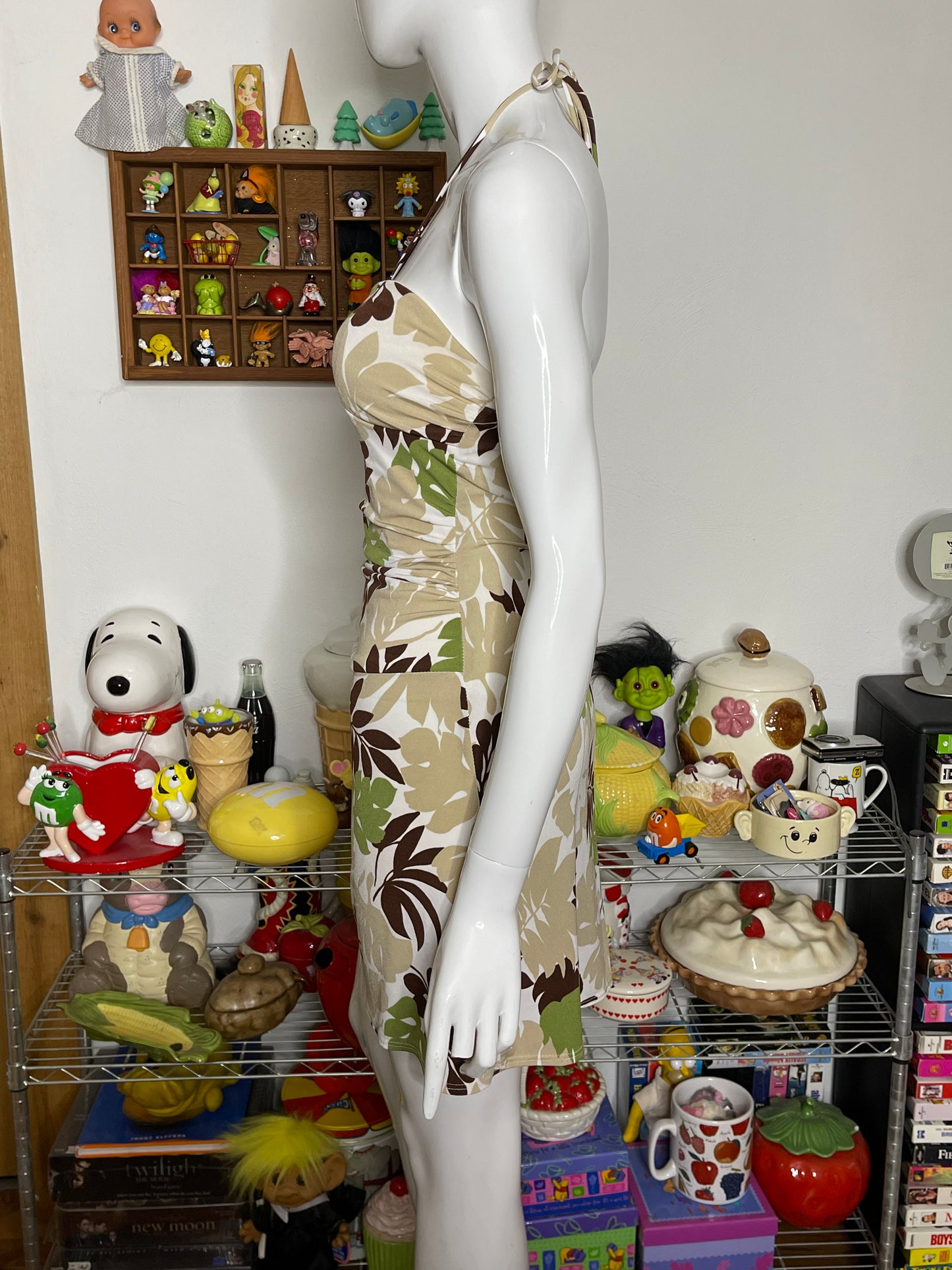 Vintage 2000s Tropical Tube Mini Halter Dress Sz S