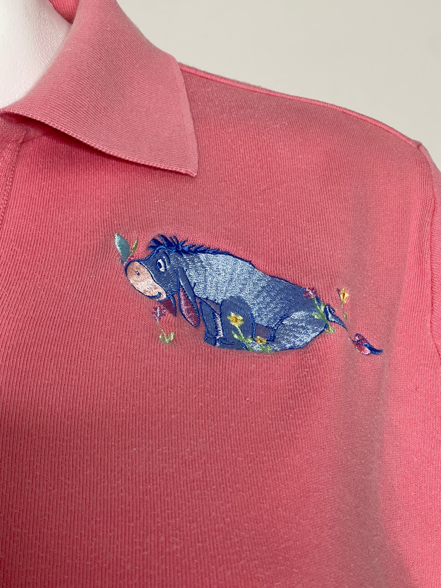 Vintage Eeyore Embroidered Semi Cropped Collared Top Sz XL/XXL