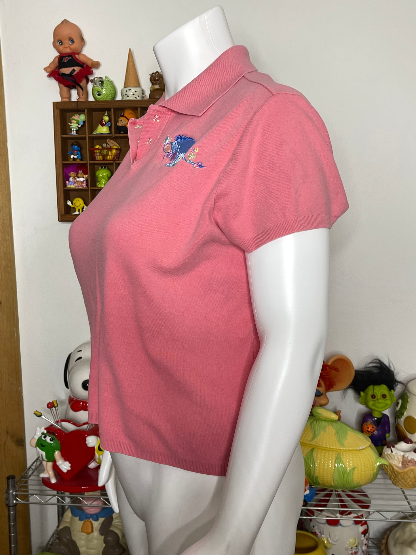 Vintage Eeyore Embroidered Semi Cropped Collared Top Sz XL/XXL