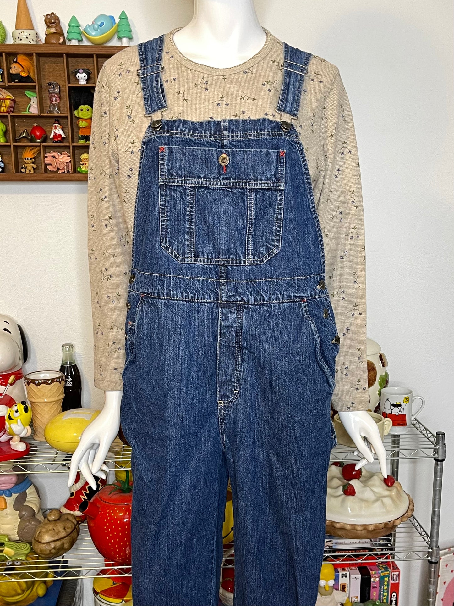 2000s NorthCrest Dark Wash Denim Overalls Sz L