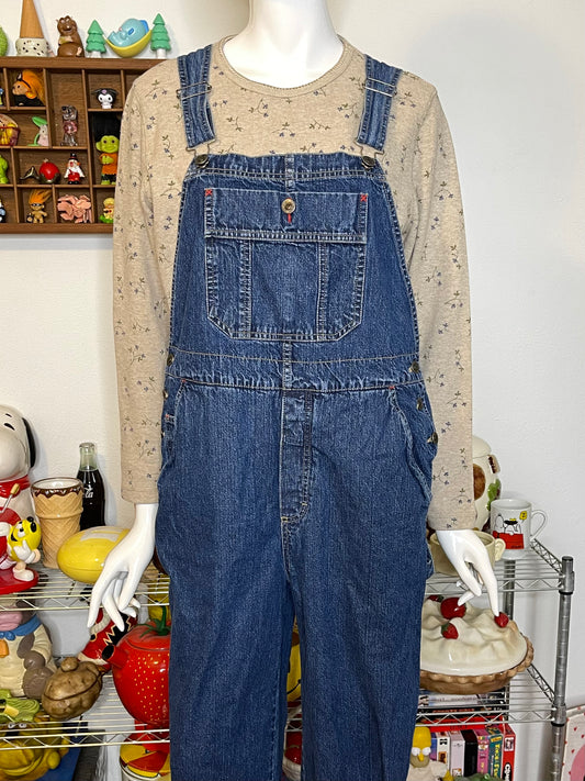 2000s NorthCrest Dark Wash Denim Overalls Sz L