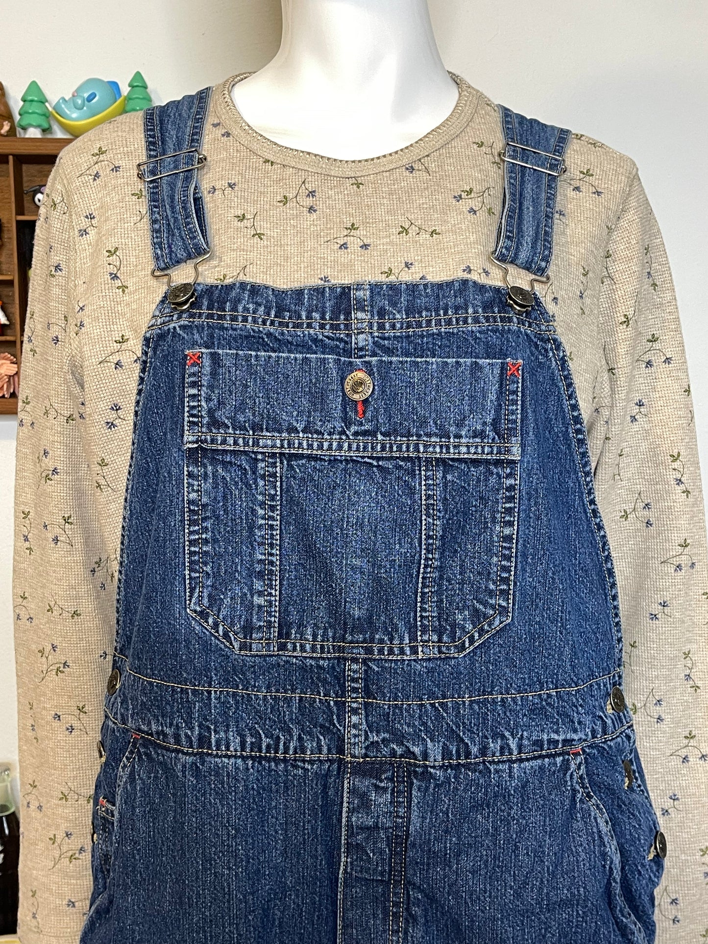 2000s NorthCrest Dark Wash Denim Overalls Sz L