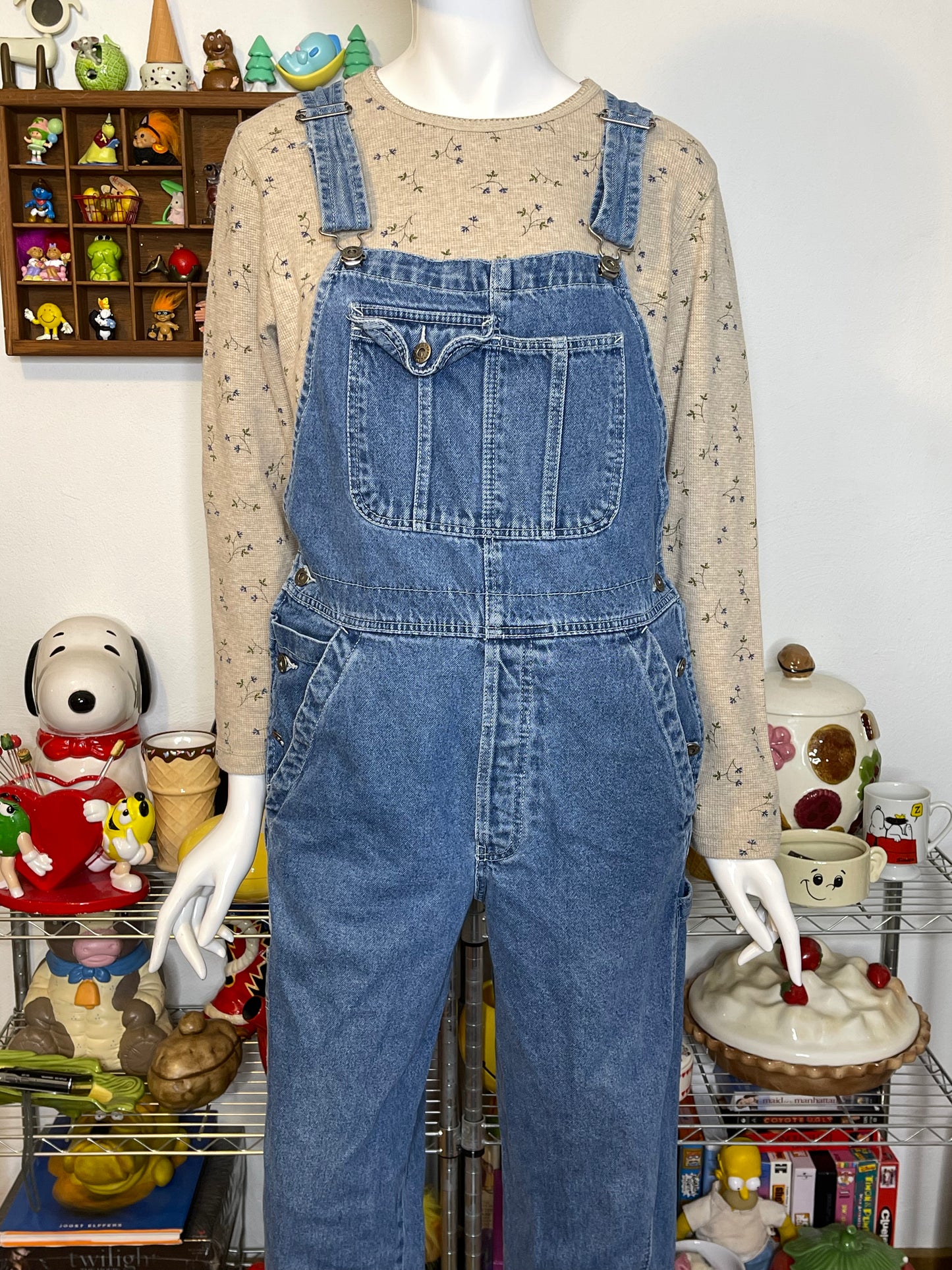 Vintage 2000s Baggy Light Wash Denim Overalls Sz S