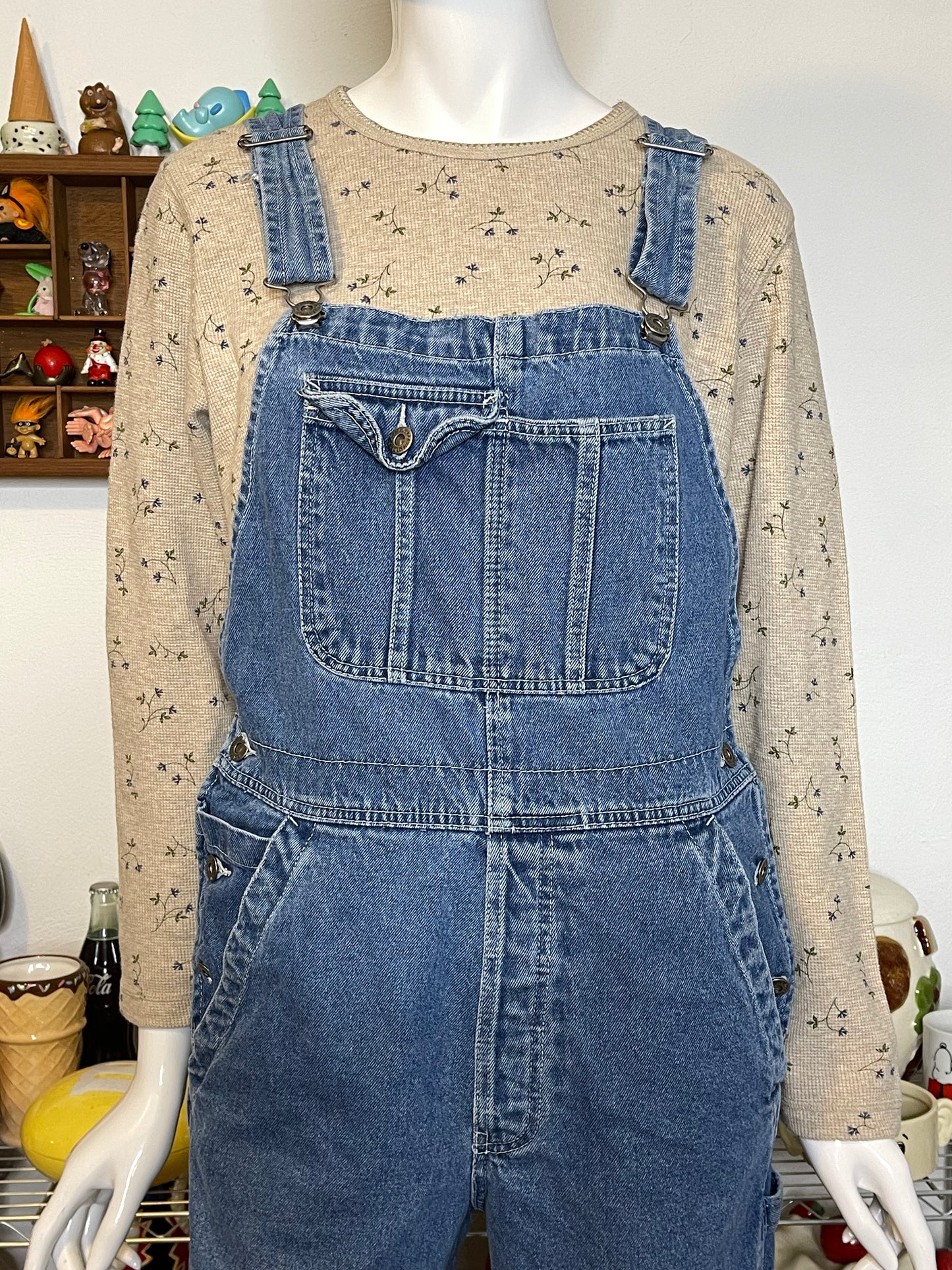 Vintage 2000s Baggy Light Wash Denim Overalls Sz S
