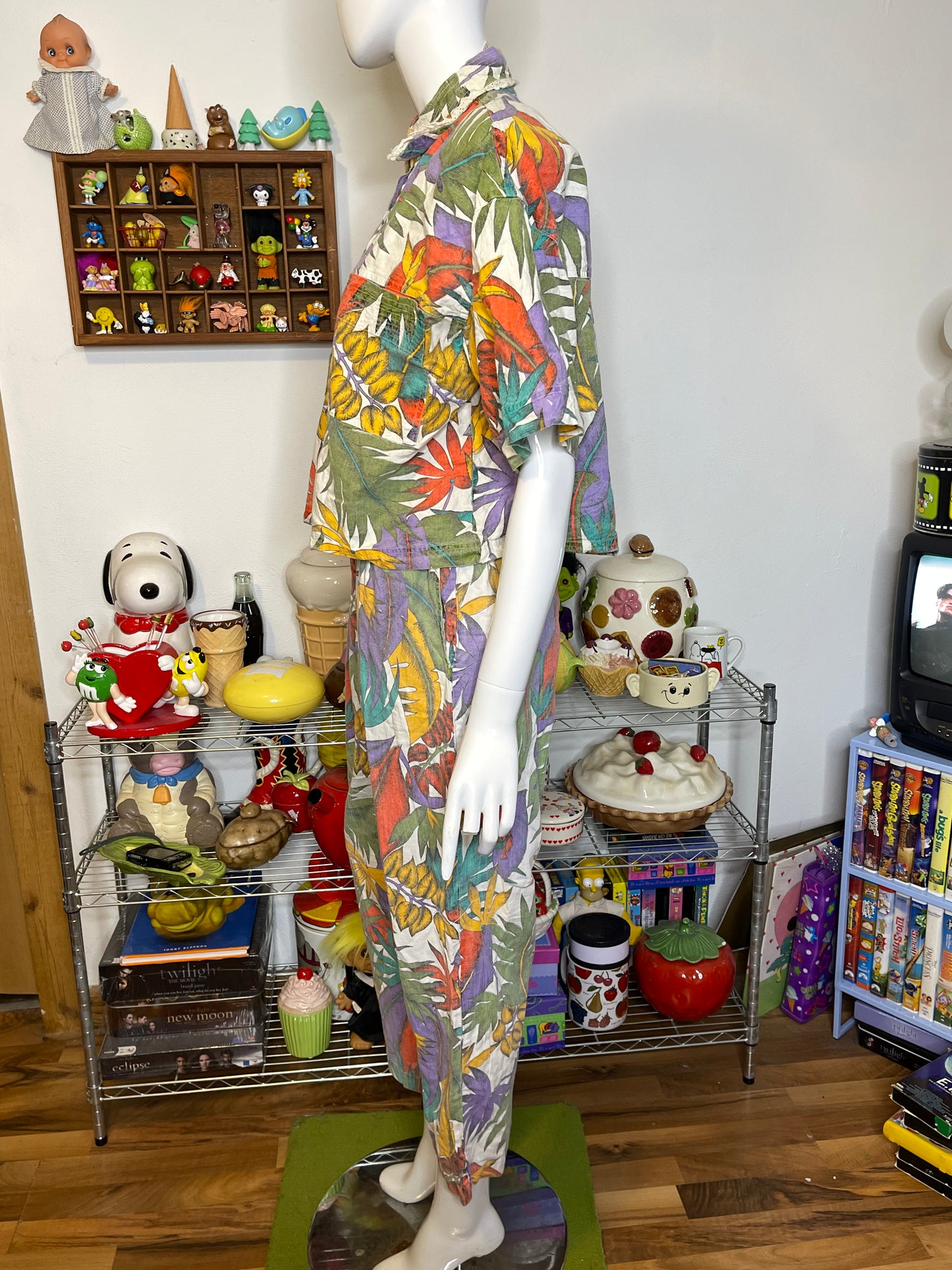 Vintage 90s Deadstock Colorful Leaf 2pc Set Sz M