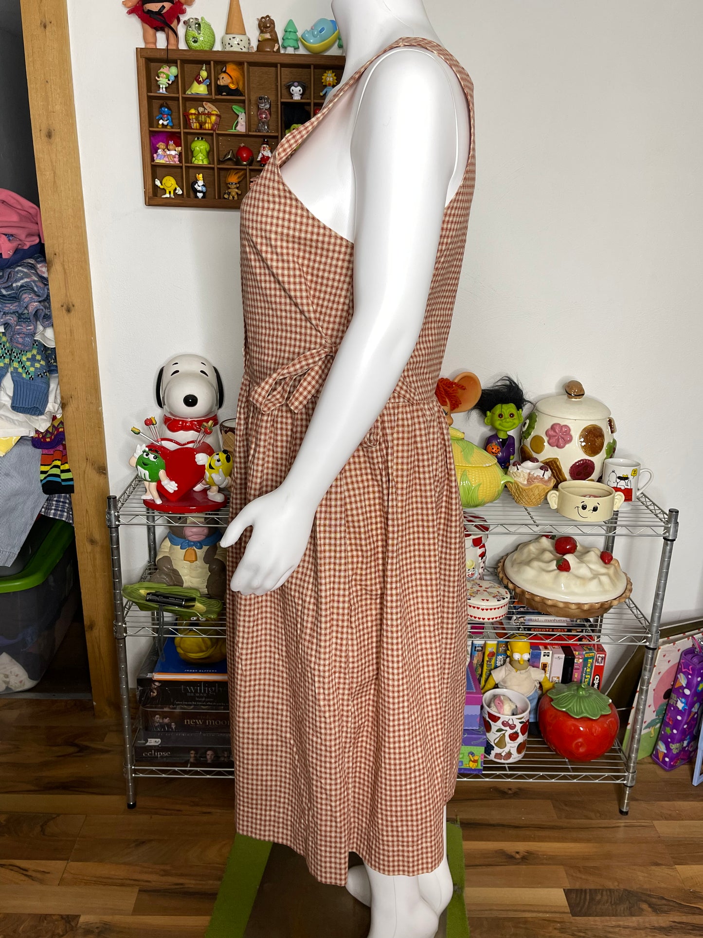 Vintage Handmade Gingham Pig Maxi Dress Sz XL/1X