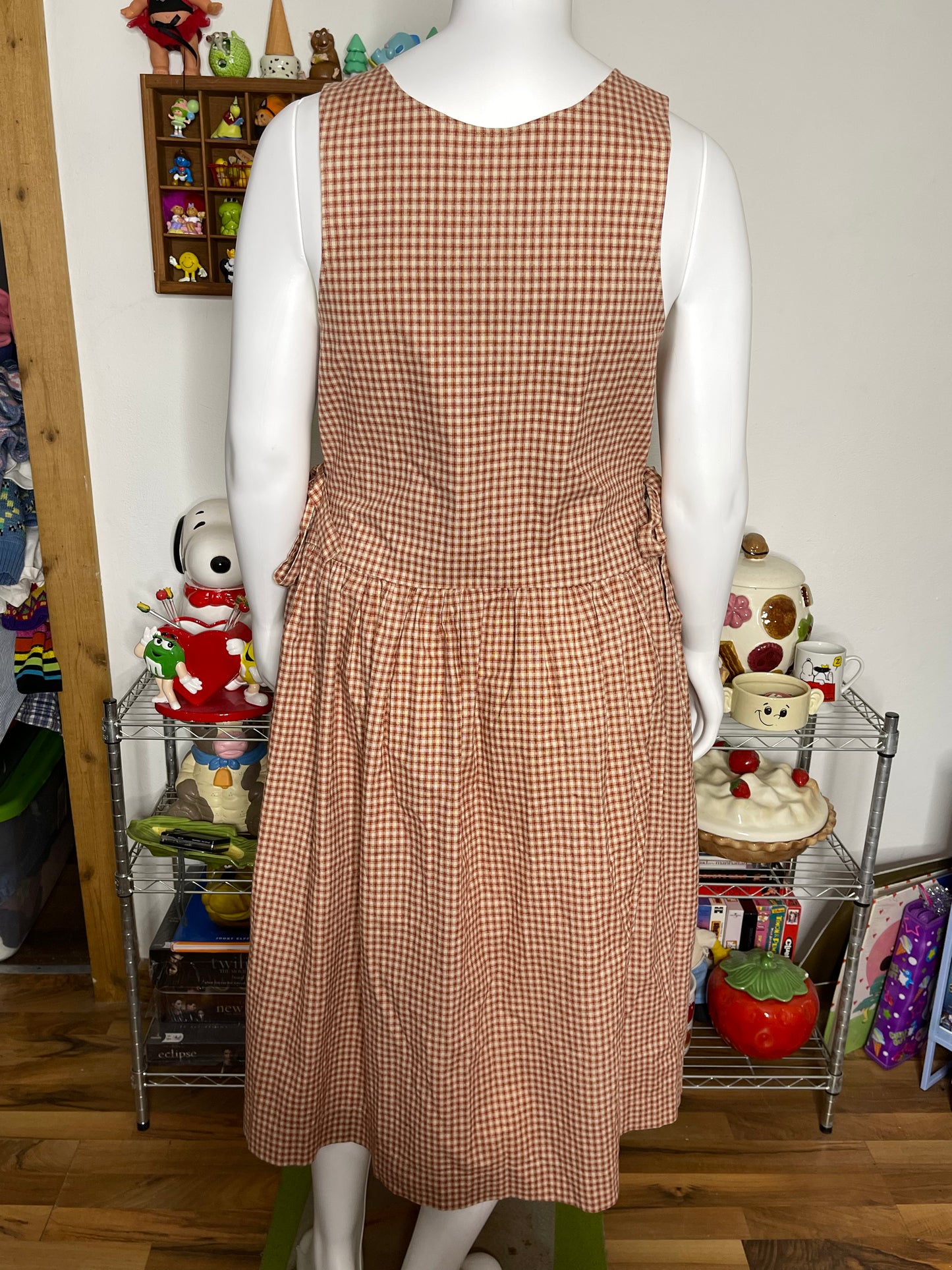 Vintage Handmade Gingham Pig Maxi Dress Sz XL/1X
