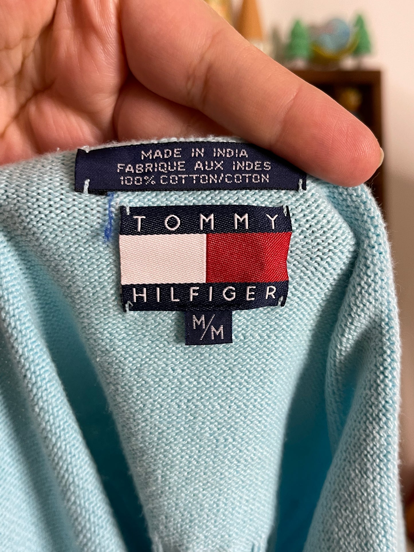 2000s Tommy Hilfiger Aqua Blue Knit Halter Top Sz L/XL