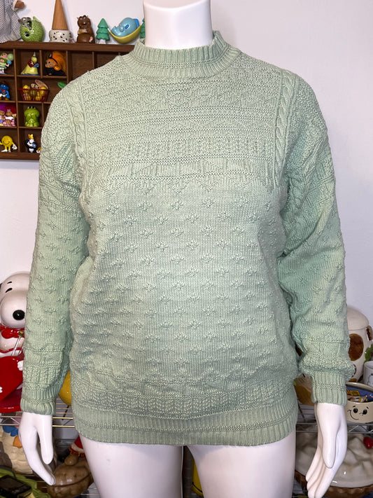 Vintage 90s Oversized Pistachio Green Knit Sweater Sz L