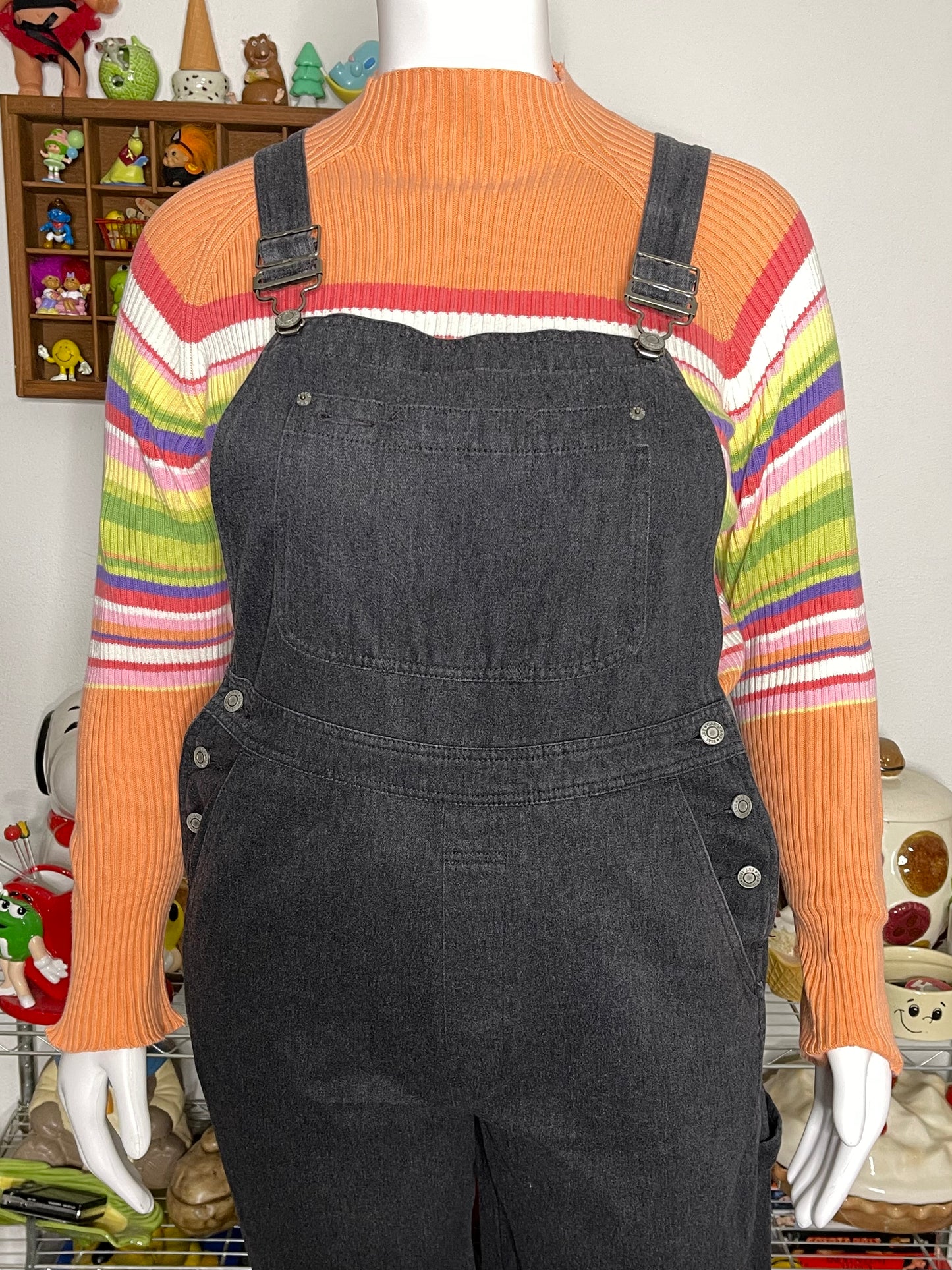 Vintage Peachy Rainbow Striped Knit Mock Neck Sz XL