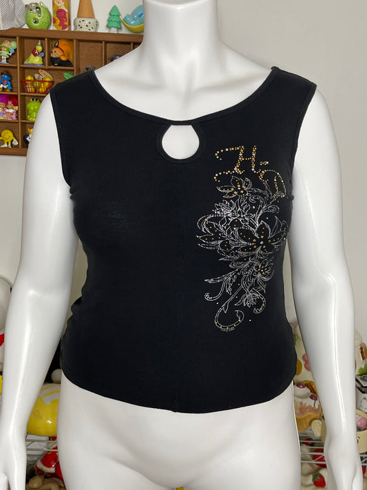 2000s Harley Davidson Floral Bedazzled Tank Top Sz L