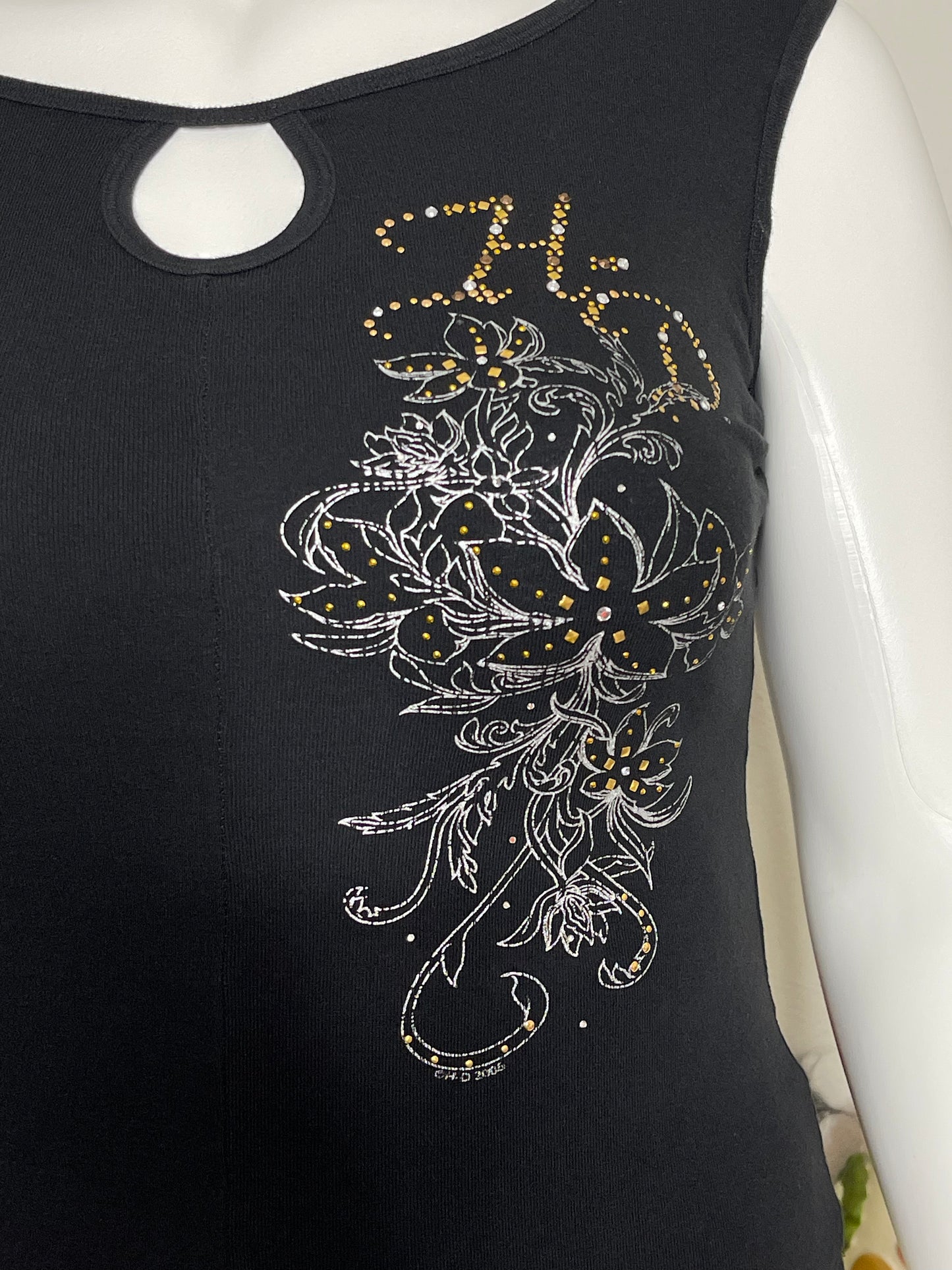 2000s Harley Davidson Floral Bedazzled Tank Top Sz L