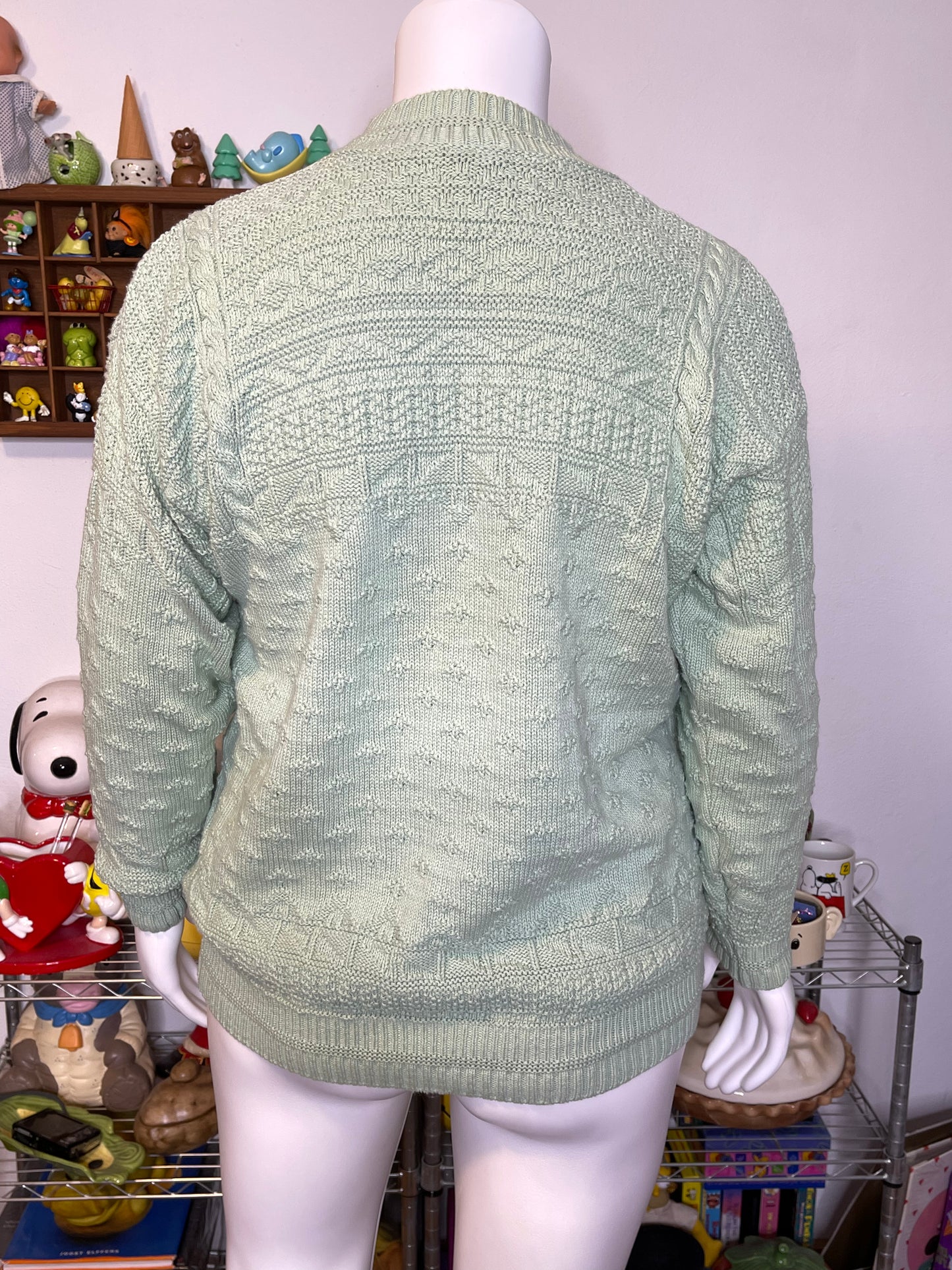 Vintage 90s Oversized Pistachio Green Knit Sweater Sz L