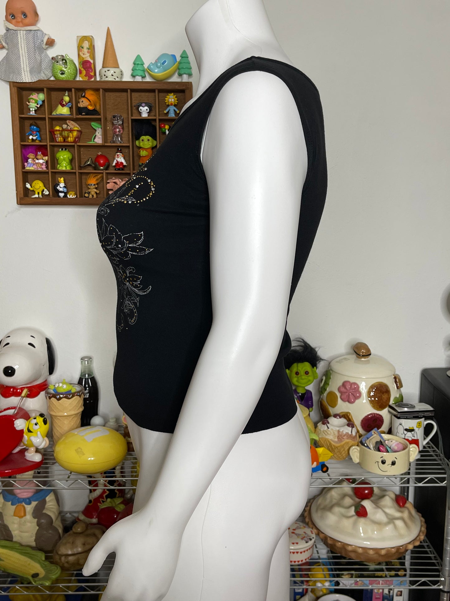 2000s Harley Davidson Floral Bedazzled Tank Top Sz L