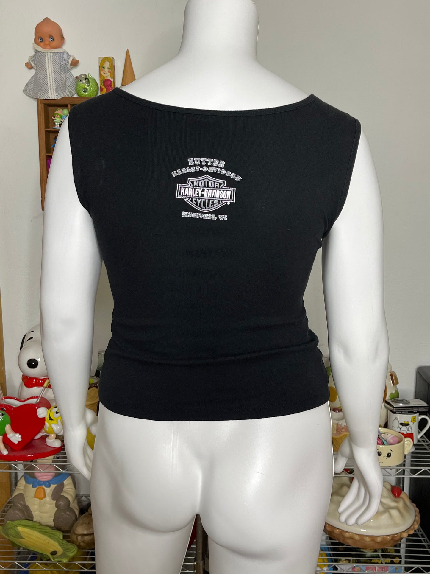 2000s Harley Davidson Floral Bedazzled Tank Top Sz L
