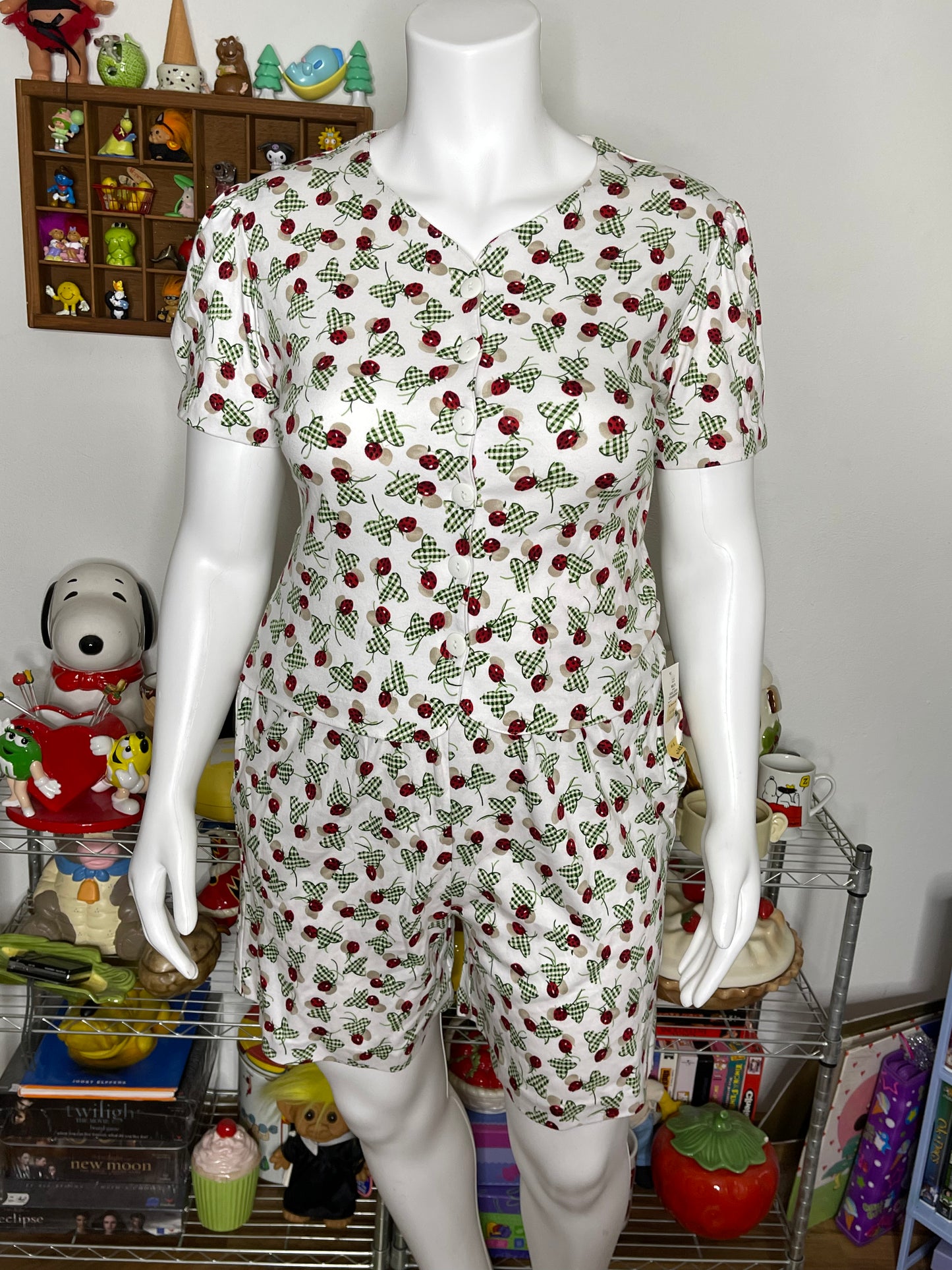 Vintage Deadstock Lucky Strawberry Top & Shorts Set Sz L/XL