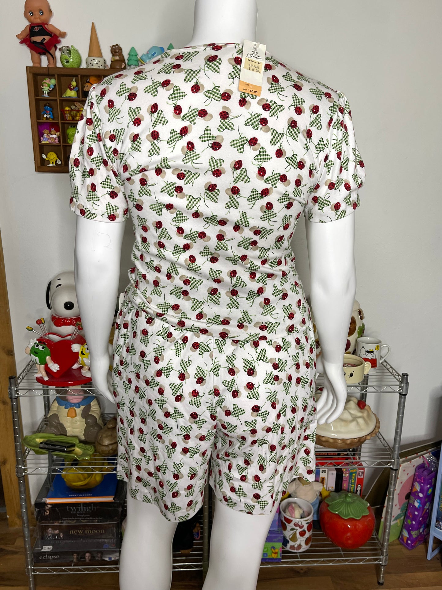 Vintage Deadstock Lucky Strawberry Top & Shorts Set Sz L/XL