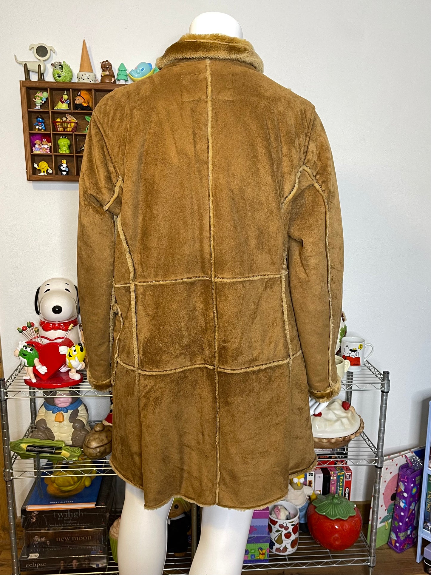 2000s Plus Size Faux Fur Suede Long Coat Sz 1X