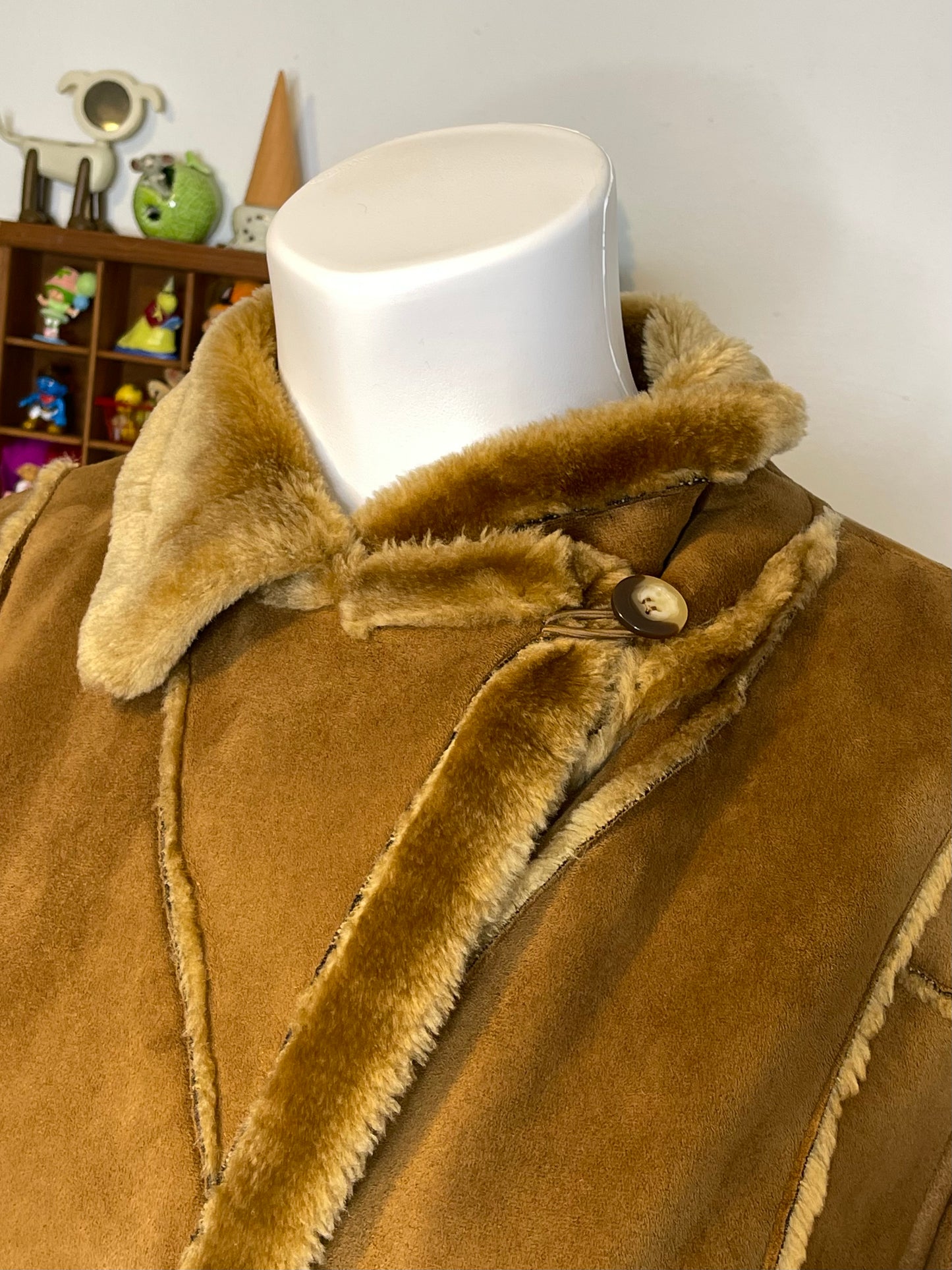 2000s Plus Size Faux Fur Suede Long Coat Sz 1X